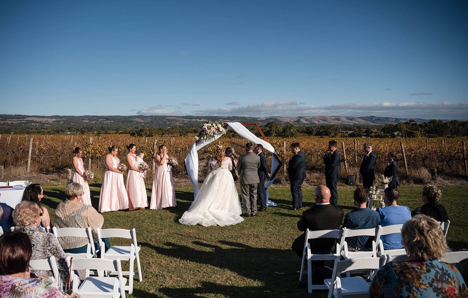 mclaren vale ekhidna wines wedding - kait & brayden 32 Bride arriving at Mclaren Vale Ekhidna Wines Wedding ceremony