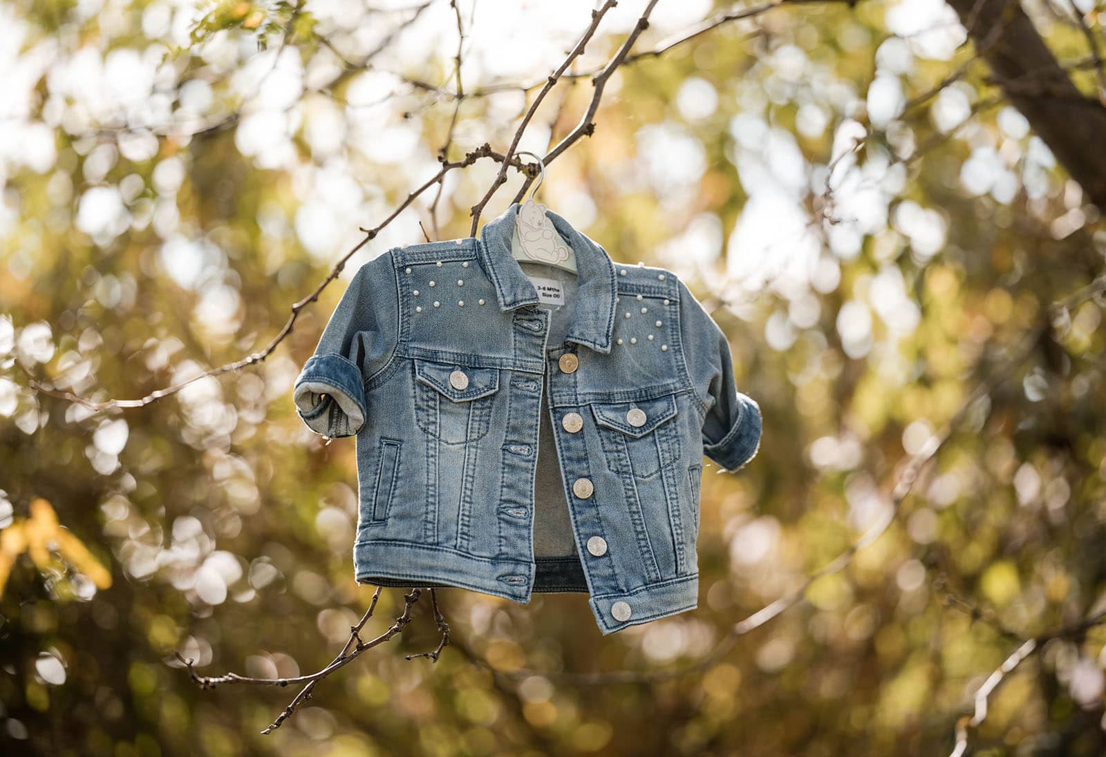 mclaren vale ekhidna wines wedding - kait & brayden 19 Flower girl jacket hanging in tree