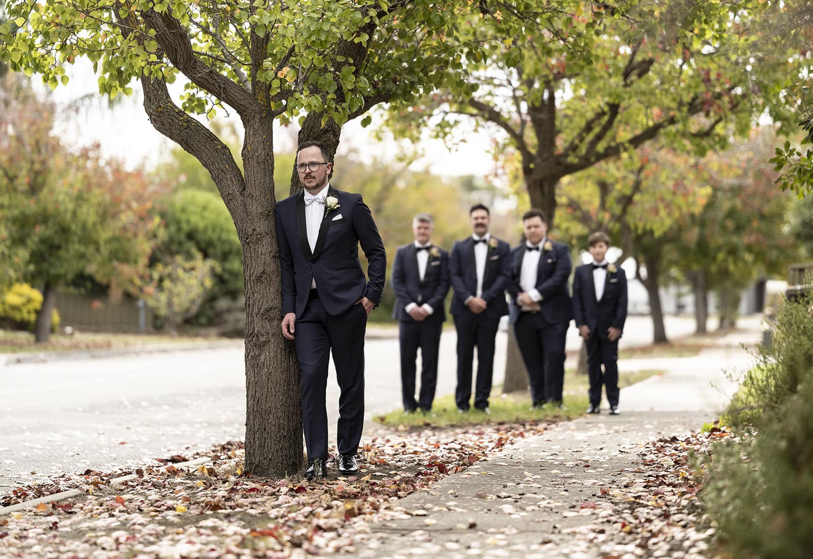 mclaren vale ekhidna wines wedding - kait & brayden 10 Groom standing out front of groomsmen