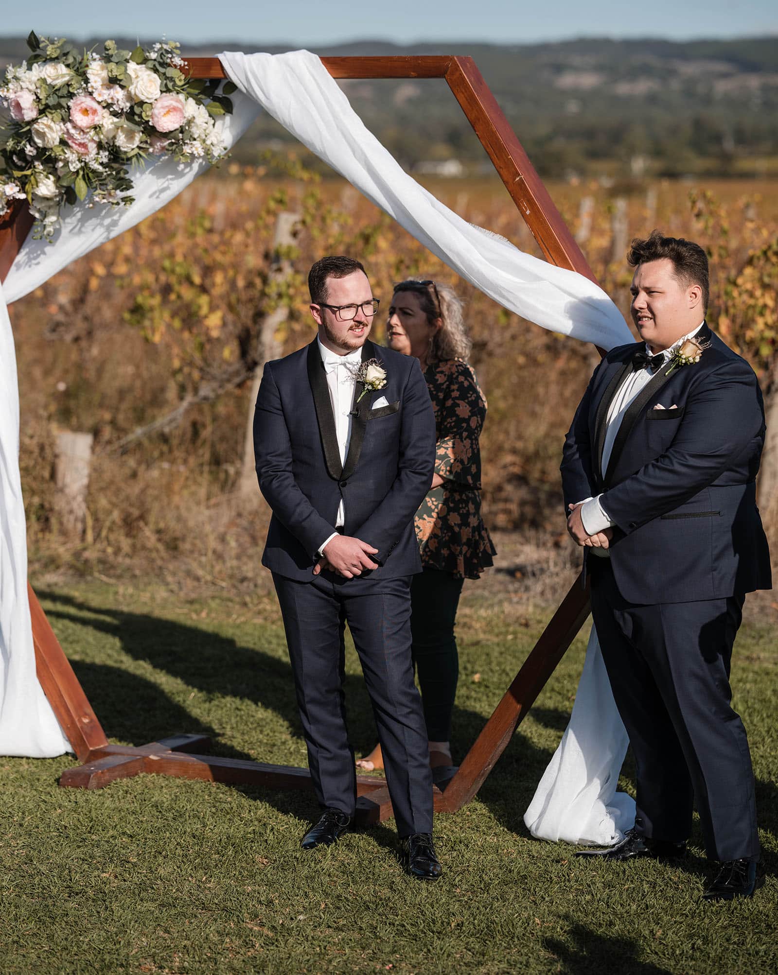 mclaren vale ekhidna wines wedding - kait & brayden 28 groom waiting at Ekhidna Wines