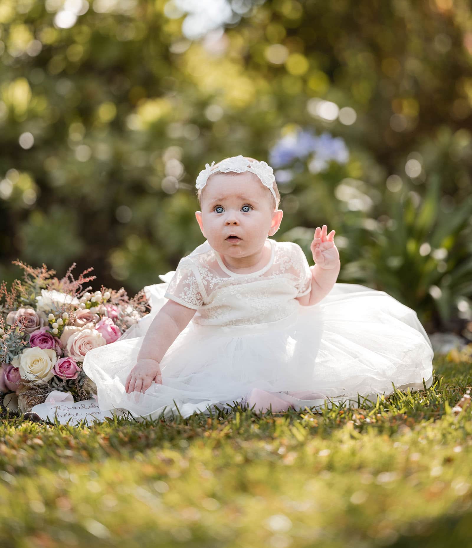 mclaren vale ekhidna wines wedding - kait & brayden 18 Little floer girl sitting in grass