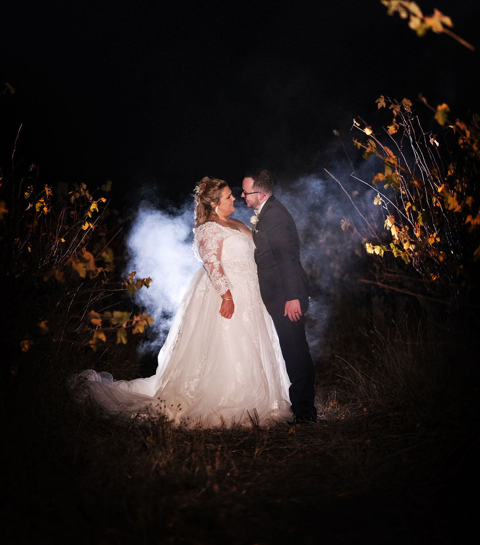 mclaren vale ekhidna wines wedding - kait & brayden 57 Night time photo in vineyard