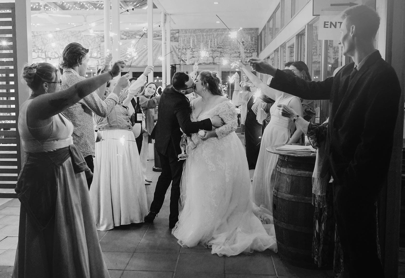 mclaren vale ekhidna wines wedding - kait & brayden 70 Sparkler exit