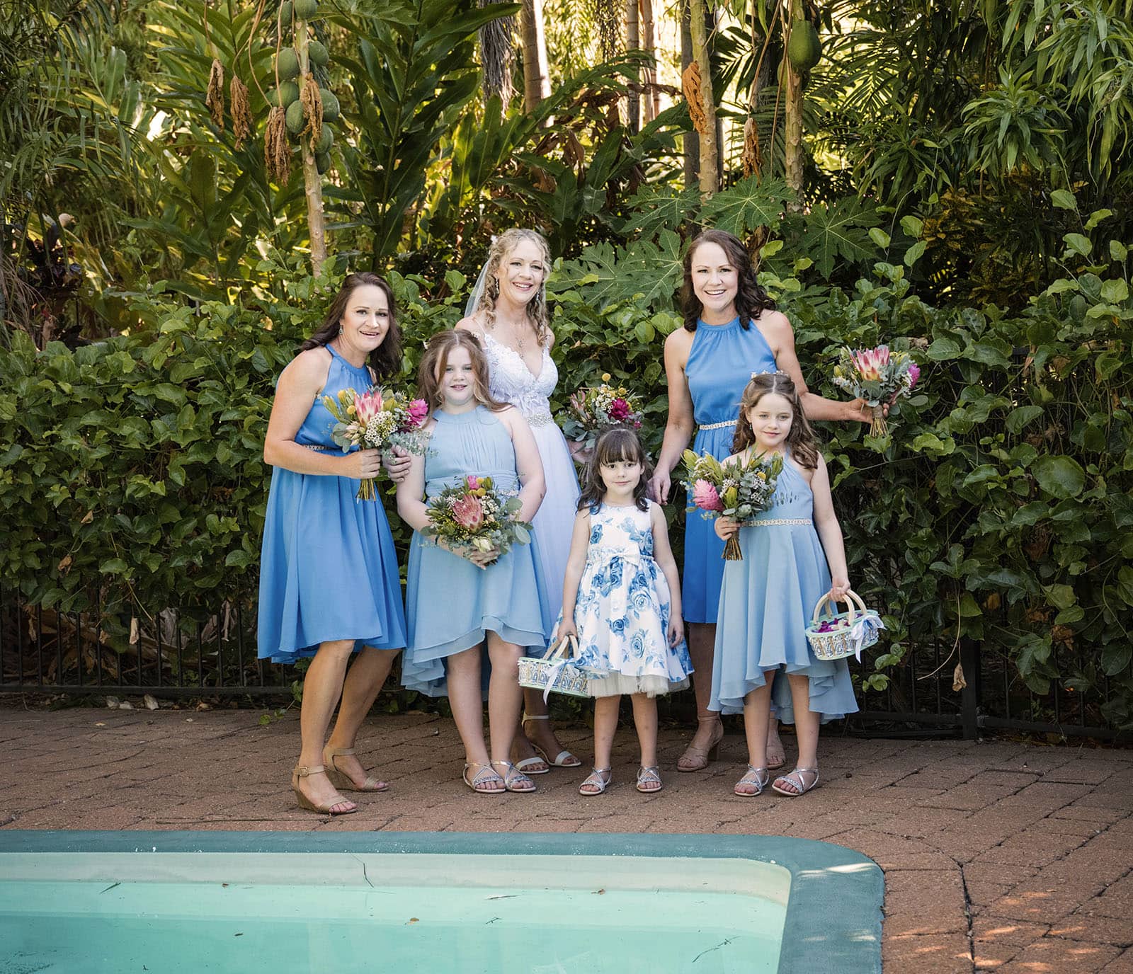darwin's dudley point wedding - melanie & kerry 20 Bridal party next to pool