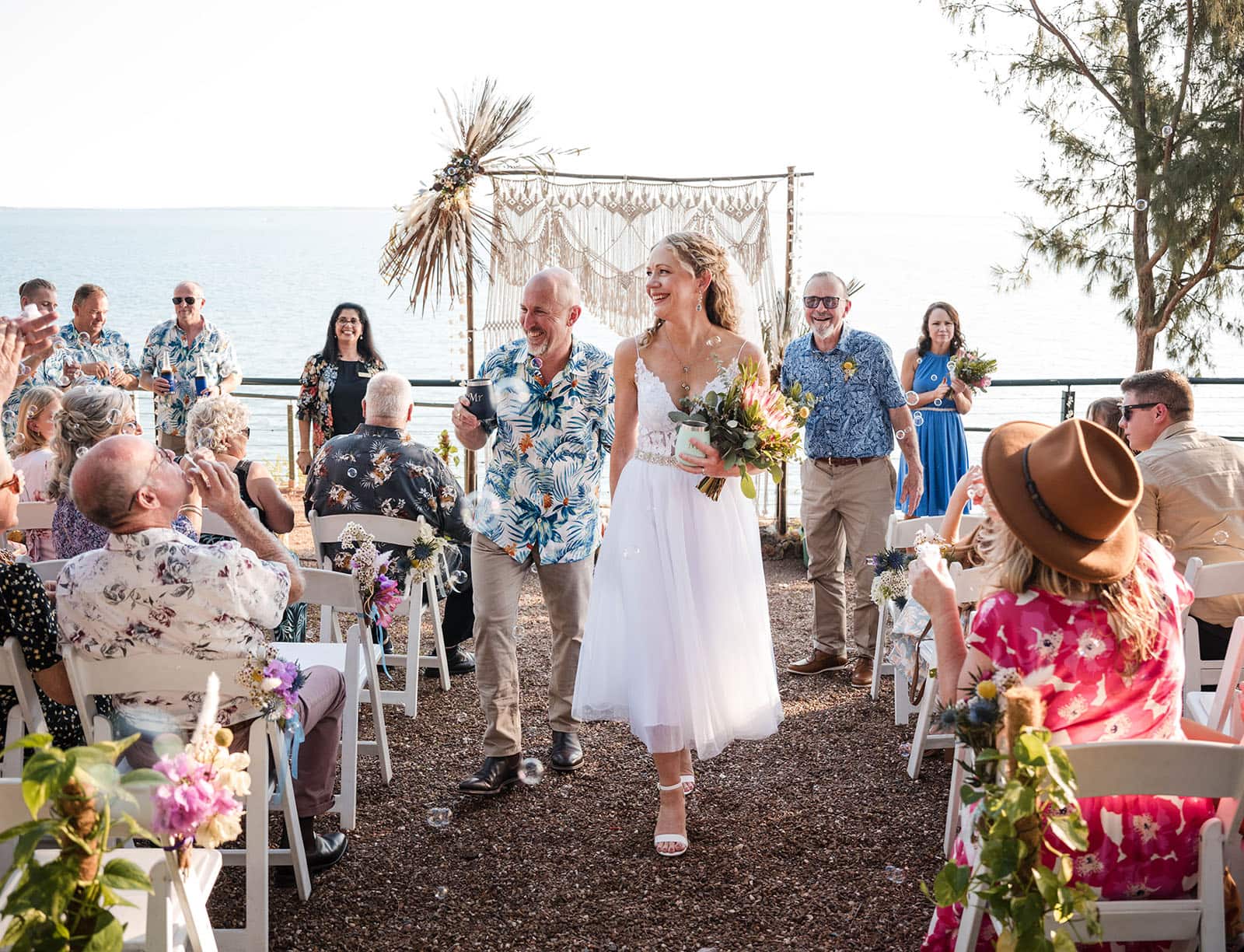 darwin's dudley point wedding - melanie & kerry 34 Bride and groom exit from their Dudley Point wedding ceremony