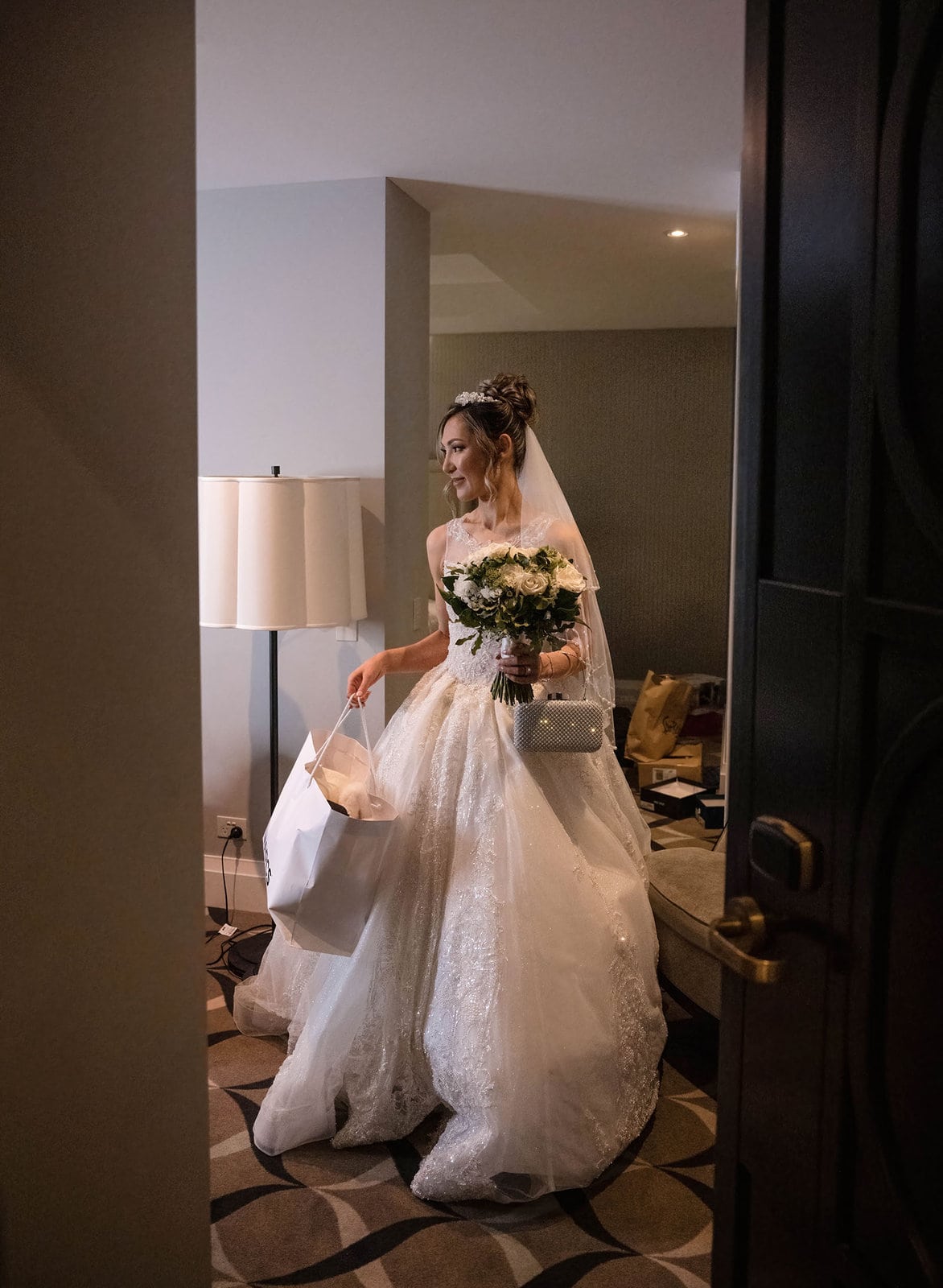adelaide bridal photoshoot and reception - emre & sara 15 Bride in front doorway