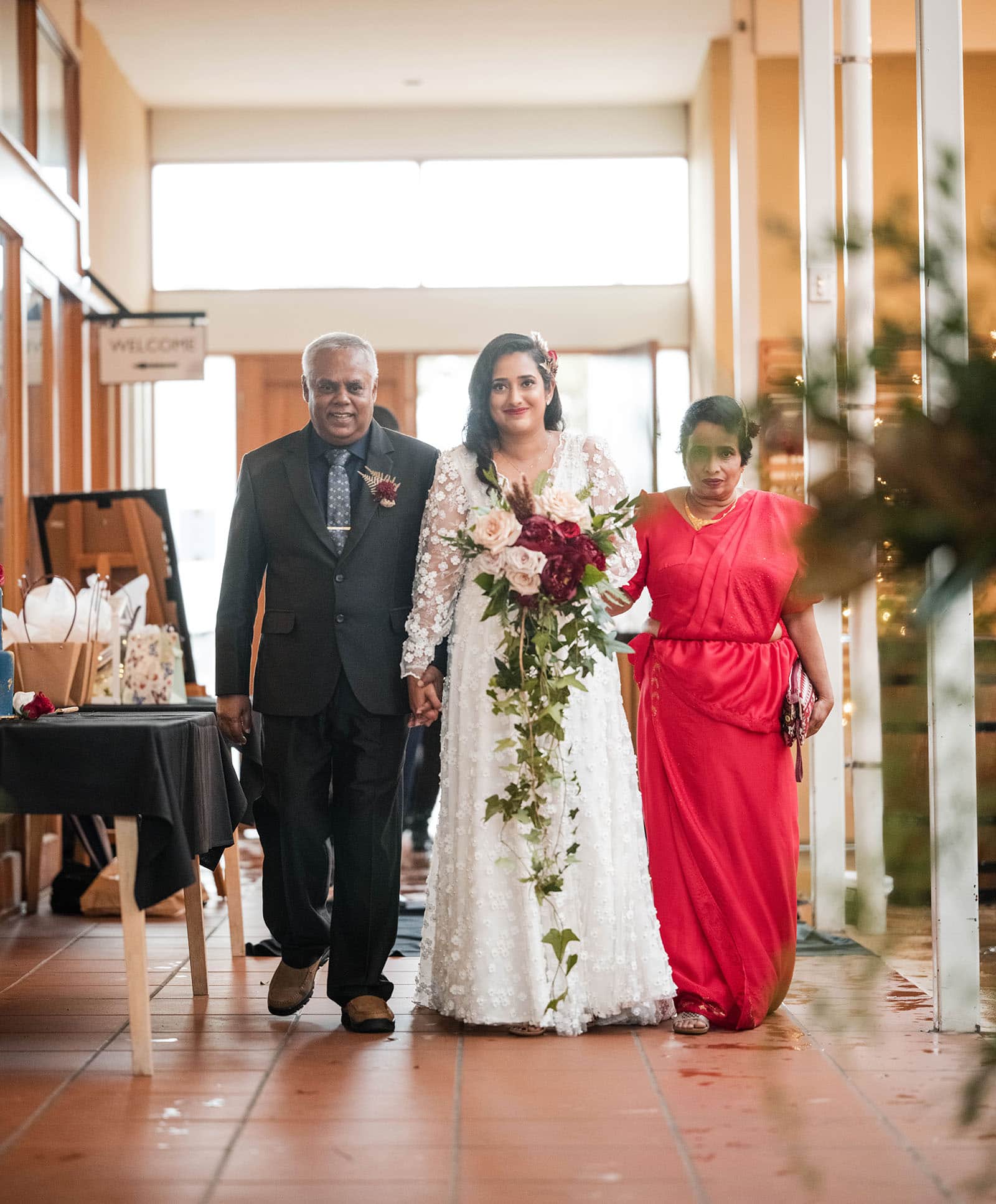 ekhidna winery wedding - chami & bryce 29 bridal approach inside ekhidna wines