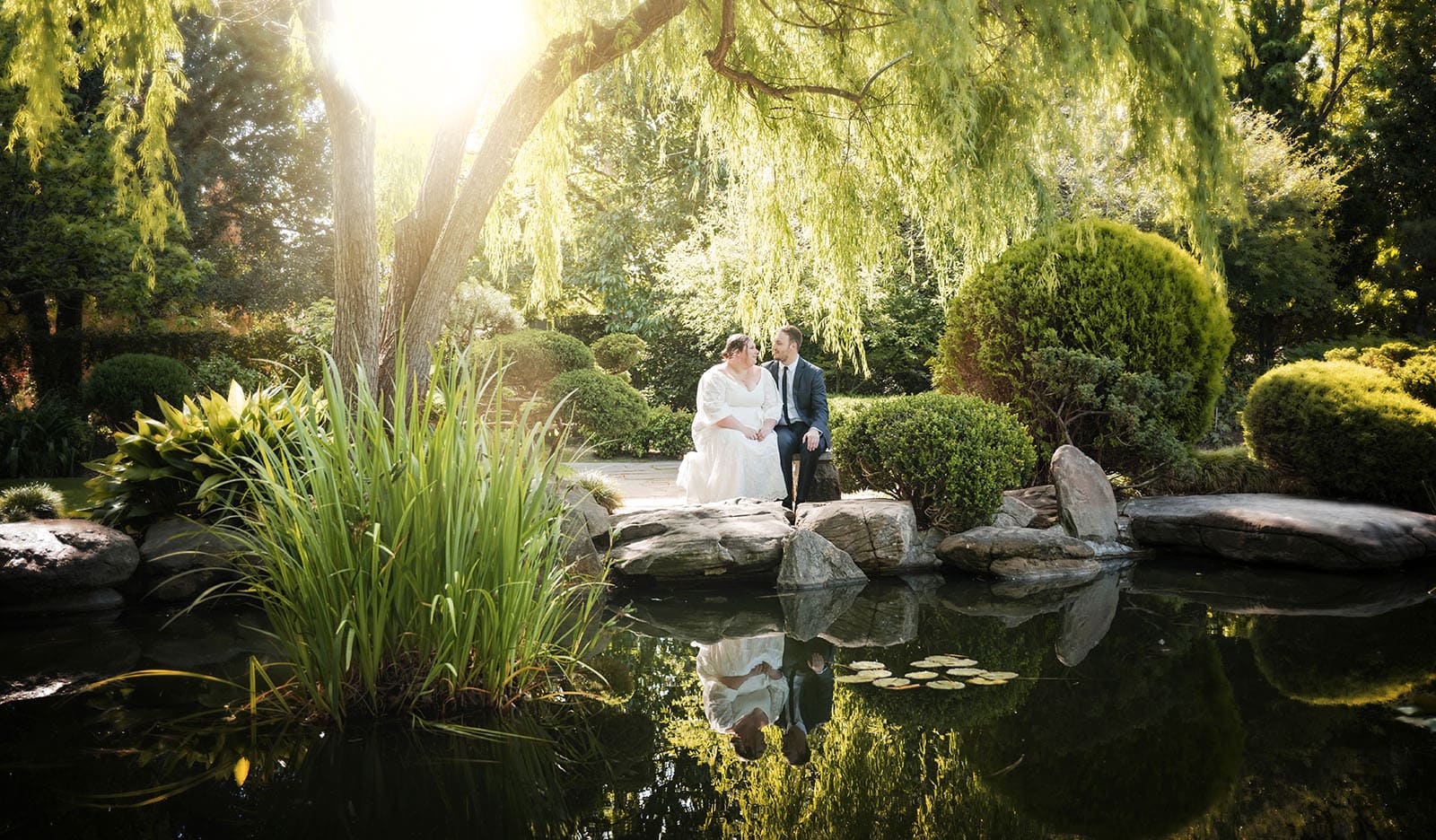 marriages registration office wedding - dayna & alex 21 Bridal photo with sun and willow