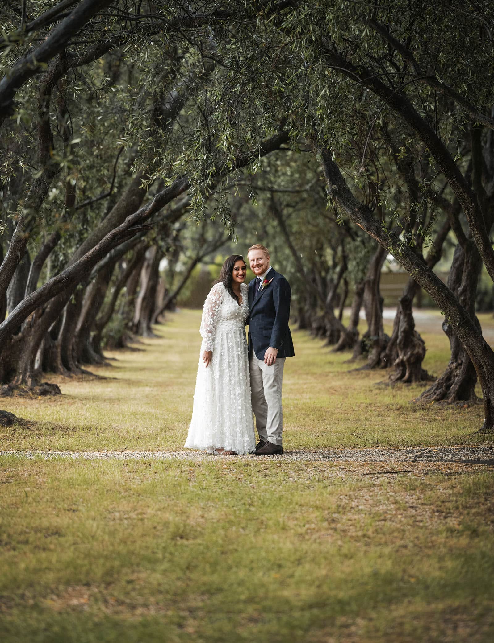 ekhidna winery wedding - chami & bryce 23 Bride and groom in the Mclaren Vale Olive Grove
