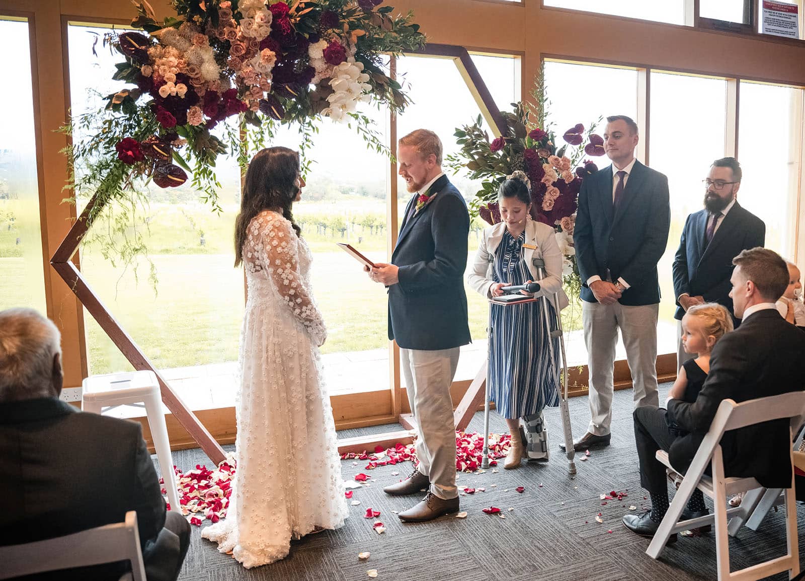 ekhidna winery wedding - chami & bryce 33 Groom reading vows
