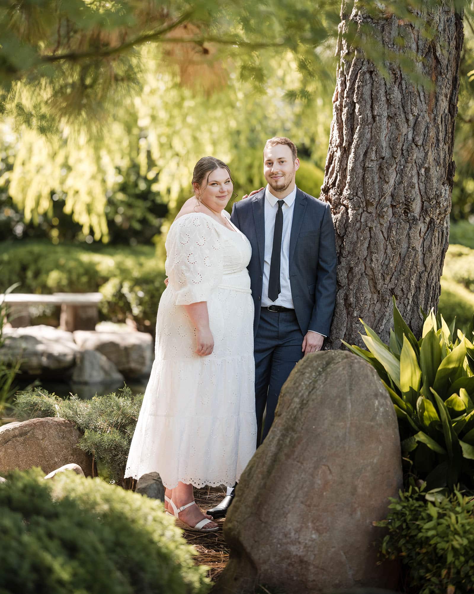 marriages registration office wedding - dayna & alex 28 Standing together in Himeji gardens