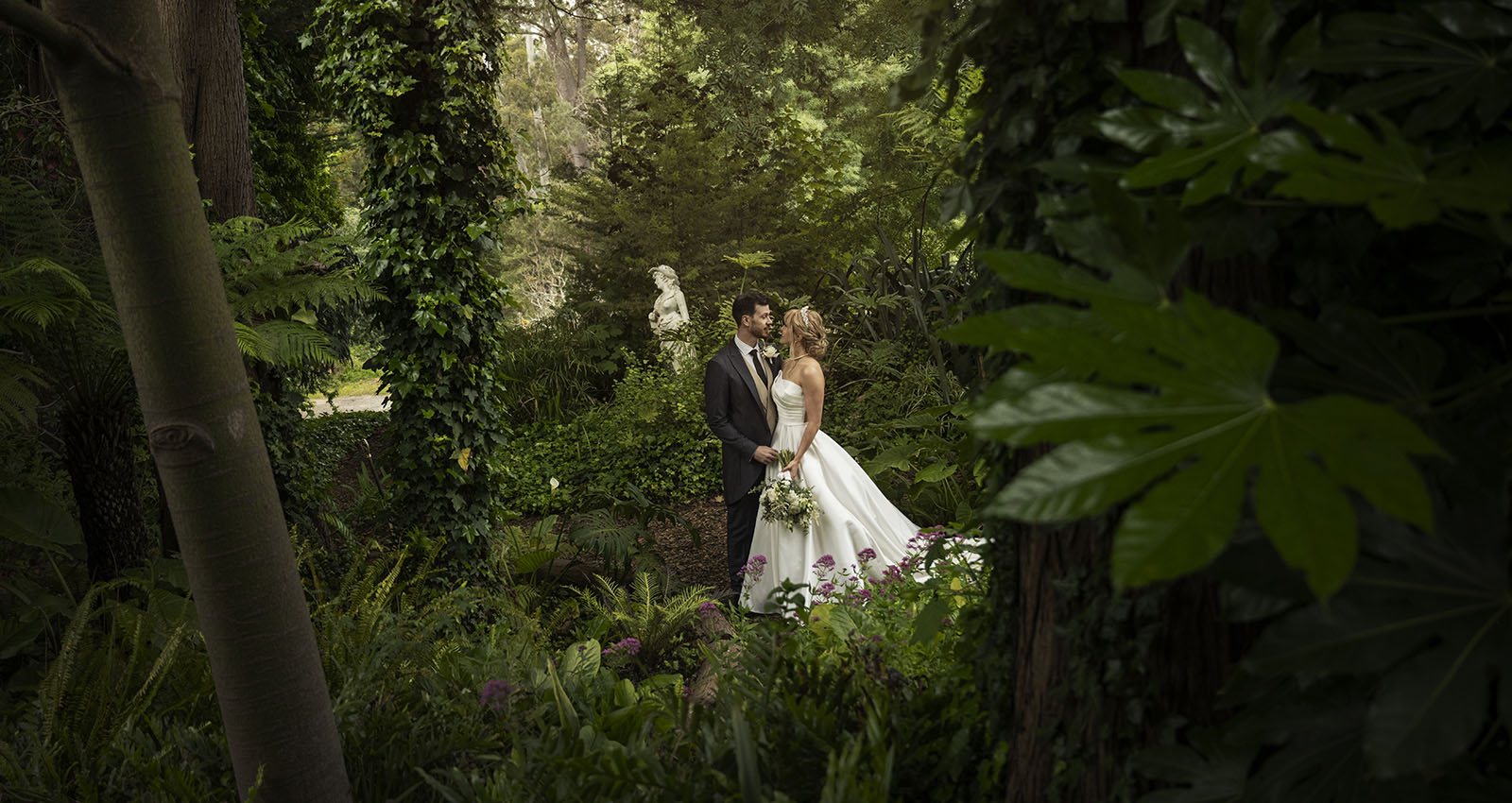 the manor basket range wedding - cassie & danny 65 Bridal couple in the Manor Gardens