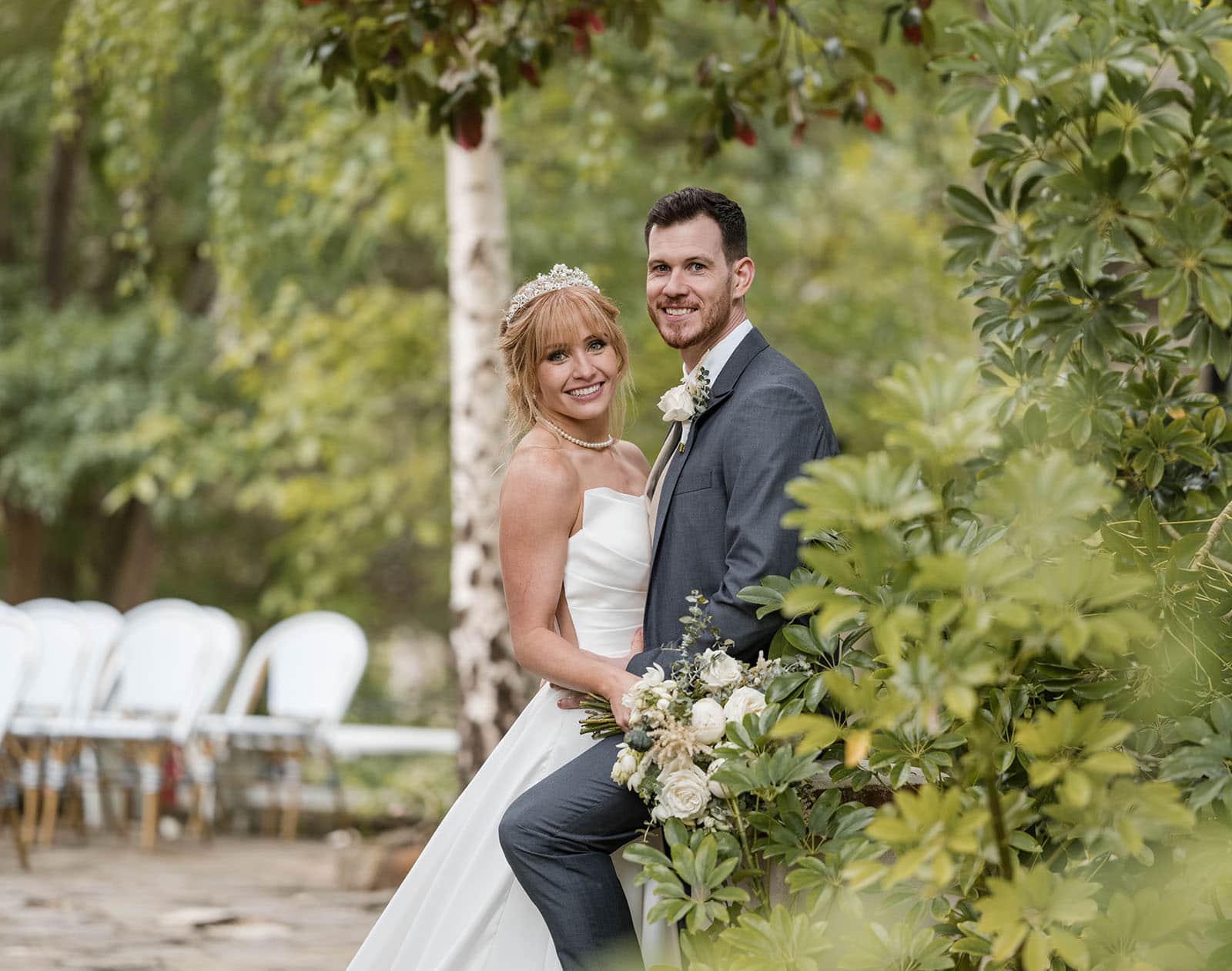 the manor basket range wedding - cassie & danny 62 Bridal couple looking at camera together