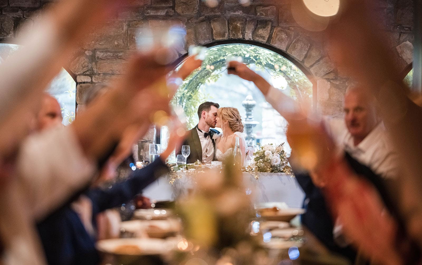 the manor basket range wedding - cassie & danny 78 Bridal kiss under cheers