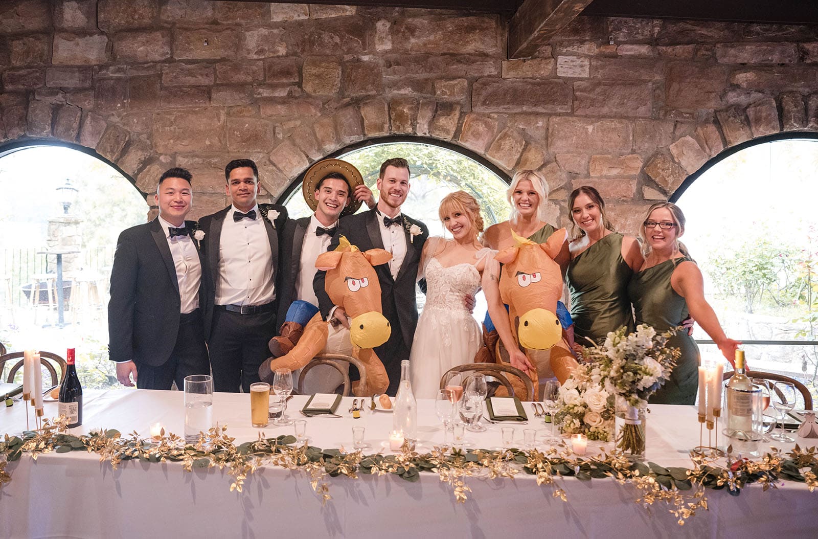 the manor basket range wedding - cassie & danny 77 Bridal party at head table together
