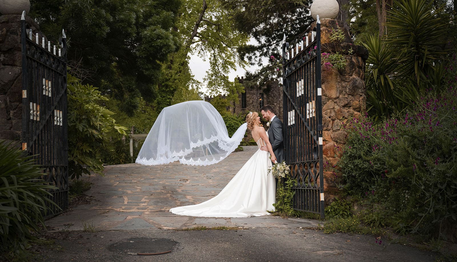 the manor basket range wedding - cassie & danny 56 Bridal photo in the gates