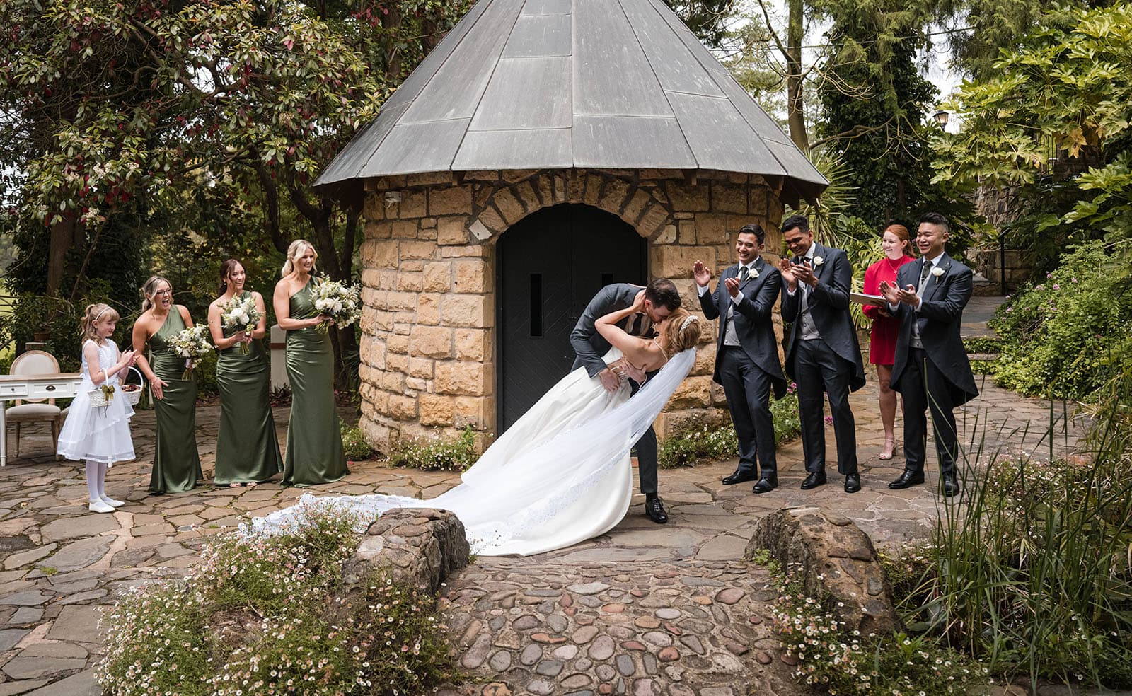 the manor basket range wedding - cassie & danny 39 First kiss at Manor Basket Range wedding