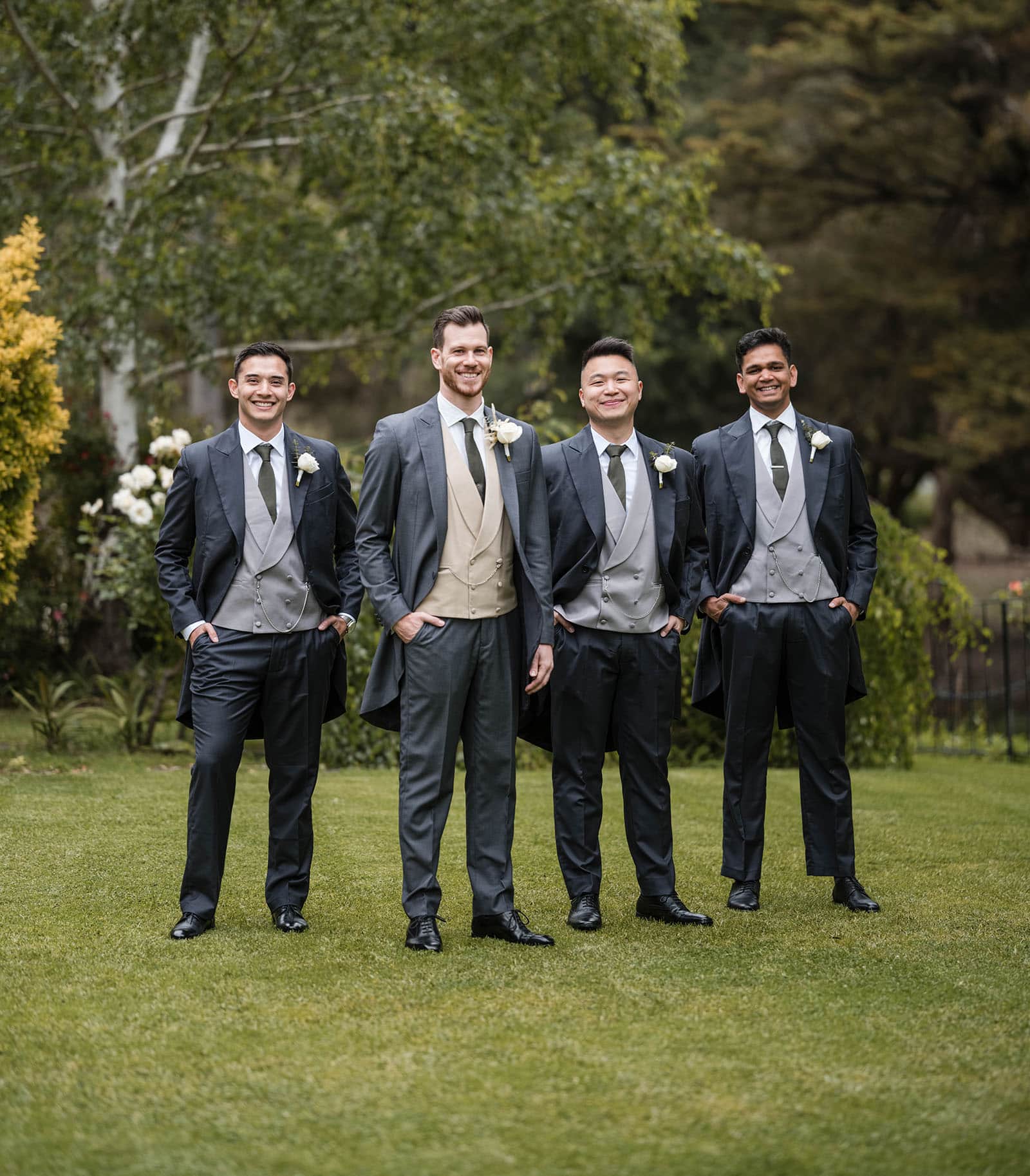 the manor basket range wedding - cassie & danny 10 Groom with his groomsmen on grass