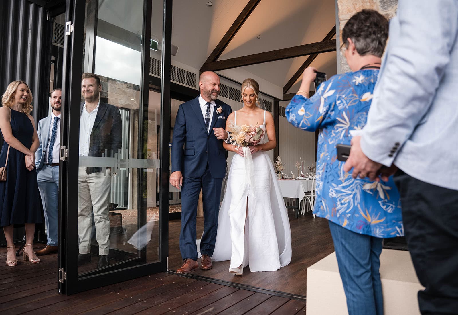 house on haines wedding - danieka & jack 38 Bridal approach to ceremony through door