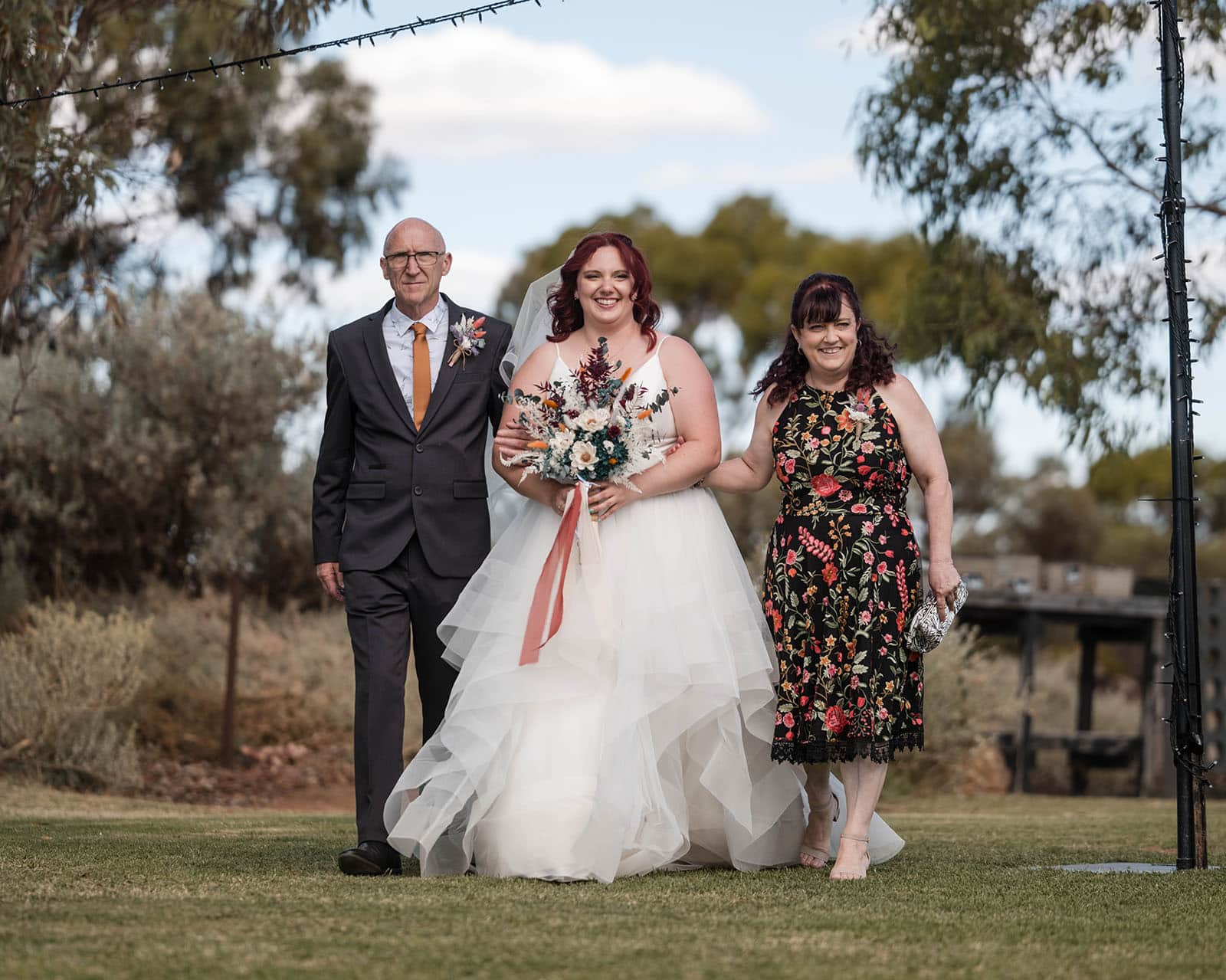 riverland wine centre wedding - lisa & mitch 189 Bridal approach with parents