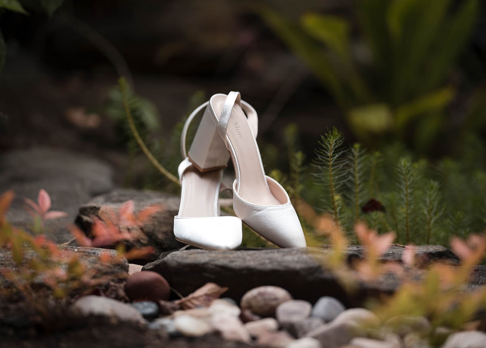 house on haines wedding - danieka & jack 28 Bridal shoes perched on rock