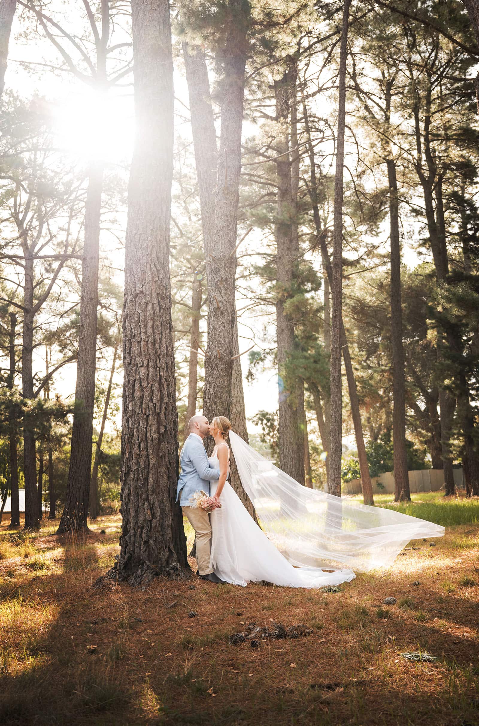 house on haines wedding - danieka & jack 53 Bride and groom in pine forest