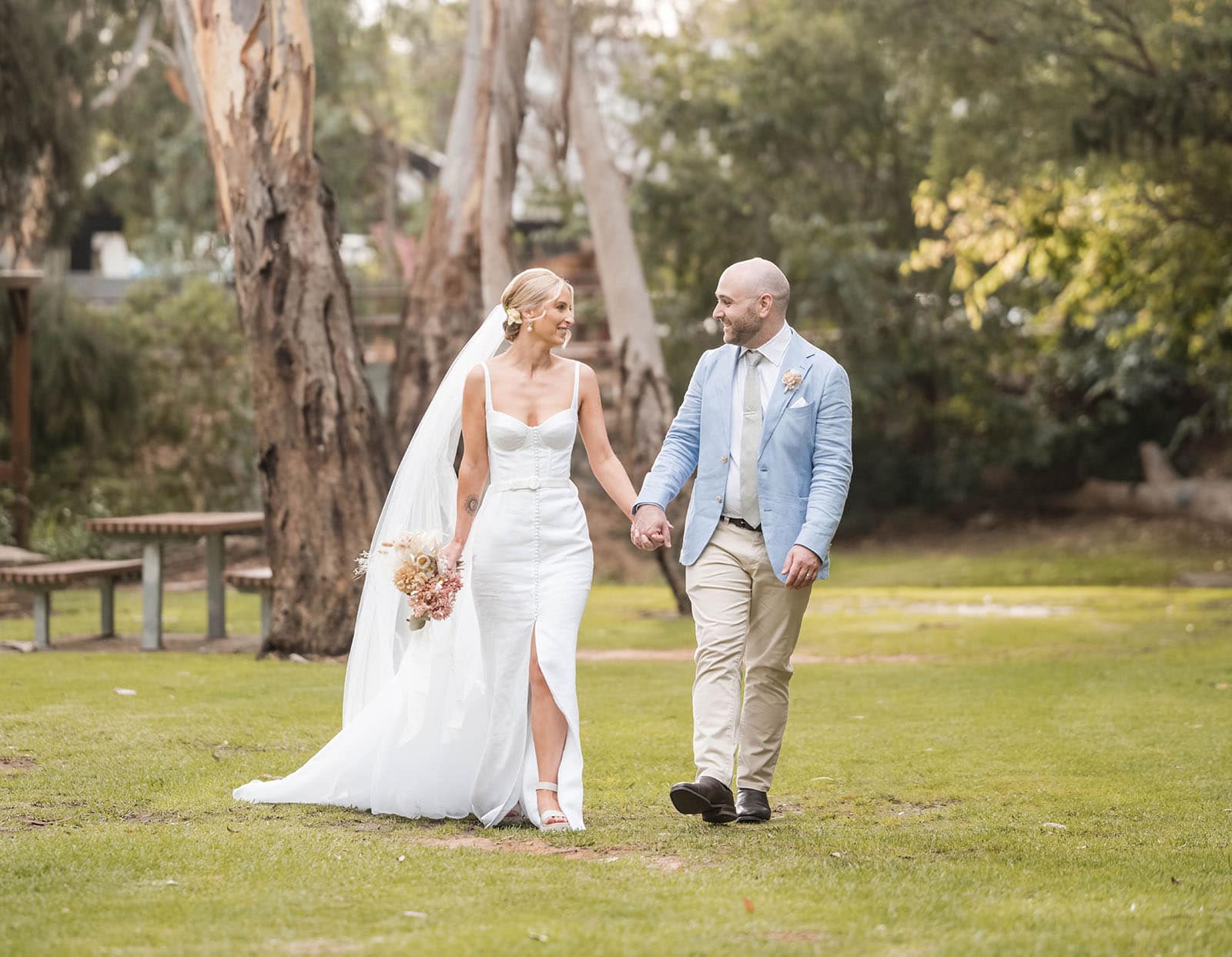 house on haines wedding - danieka & jack 57 Bride and groom walking hand in hand
