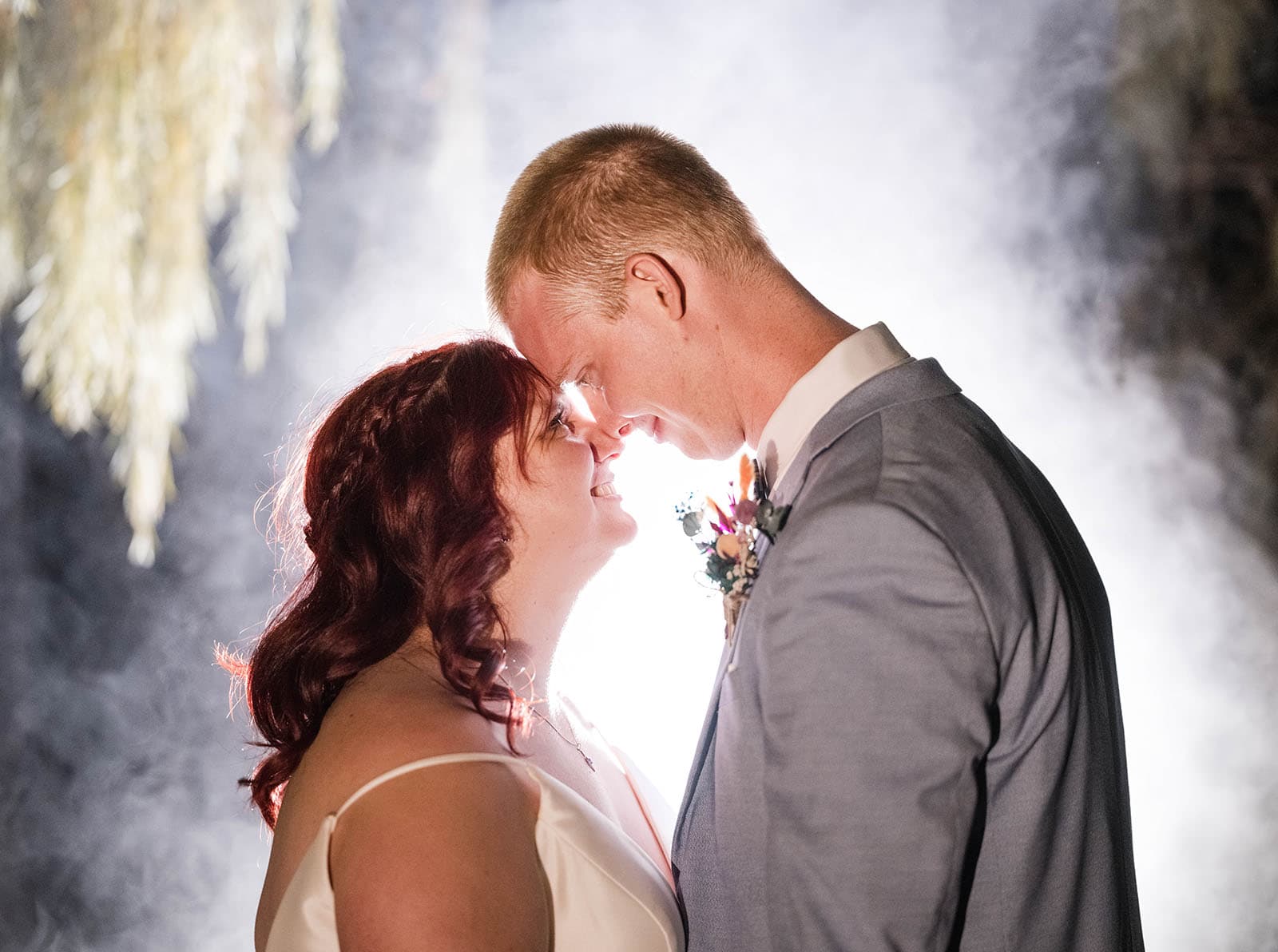 riverland wine centre wedding - lisa & mitch 210 Bride and groom with smoke
