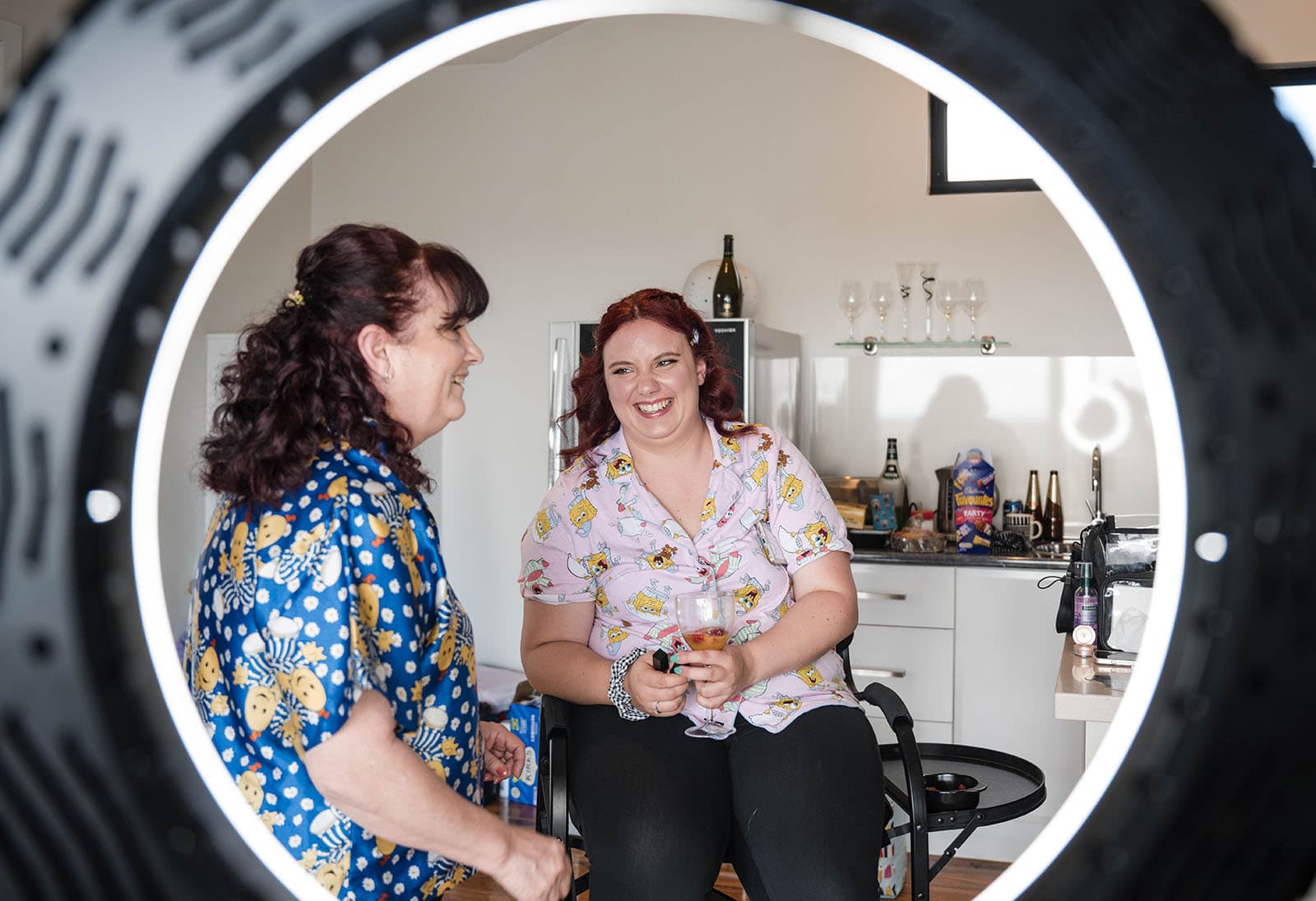 riverland wine centre wedding - lisa & mitch 165 Bride through makeup ring light