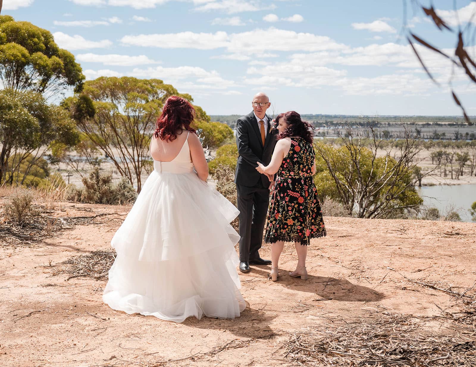 riverland wine centre wedding - lisa & mitch 175 First look with parents on clifftop
