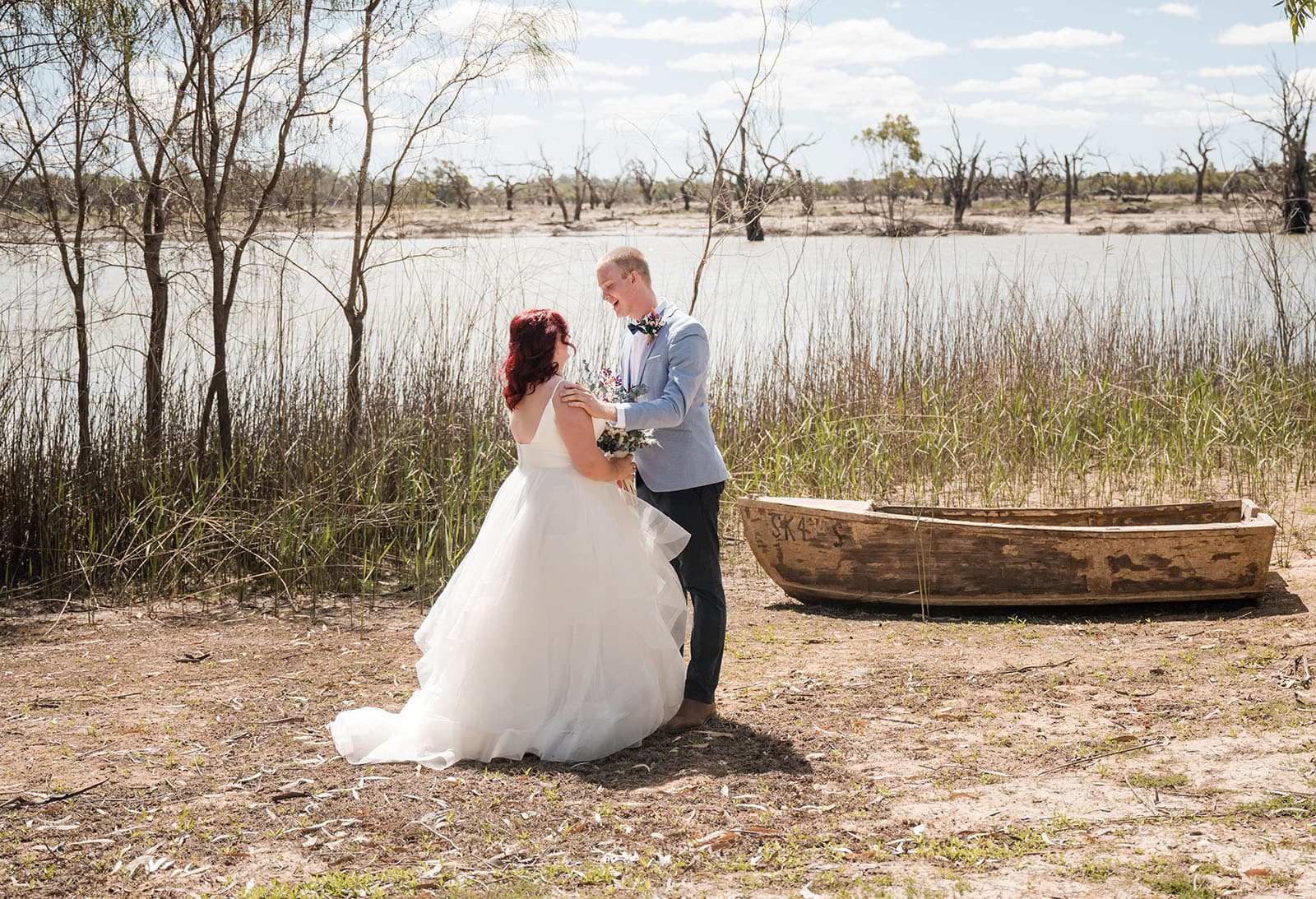 riverland wine centre wedding - lisa & mitch 180 Groom's first look by river front