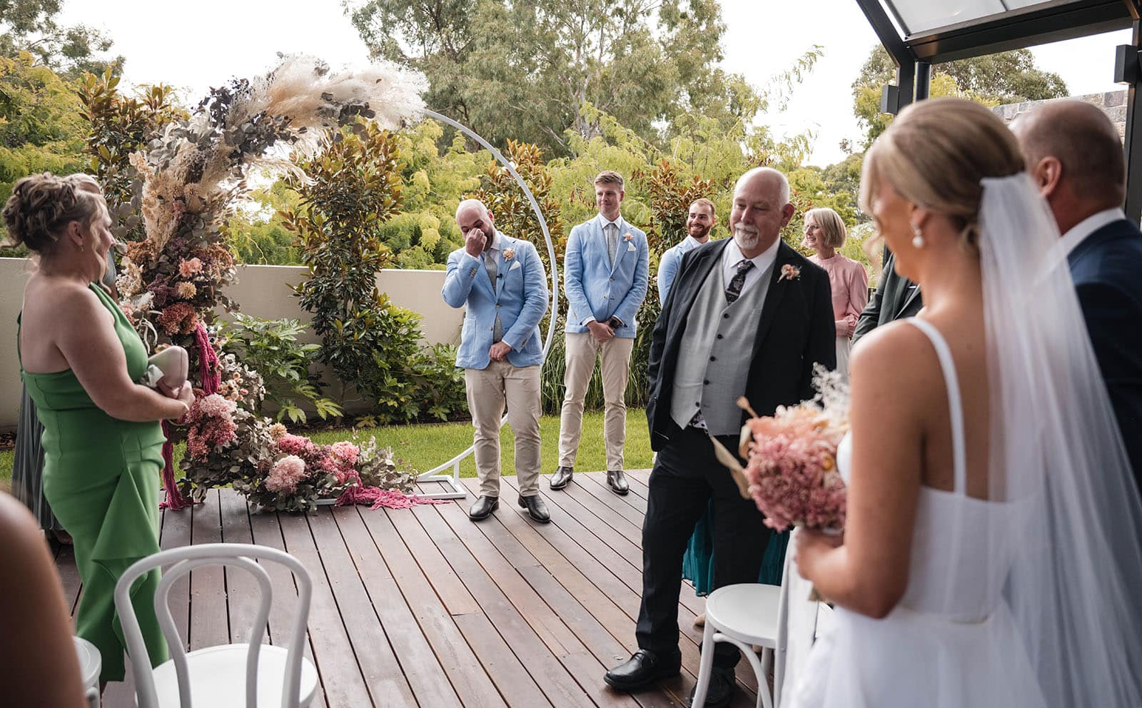 house on haines wedding - danieka & jack 39 Groom reacting to his bride walking down aisle