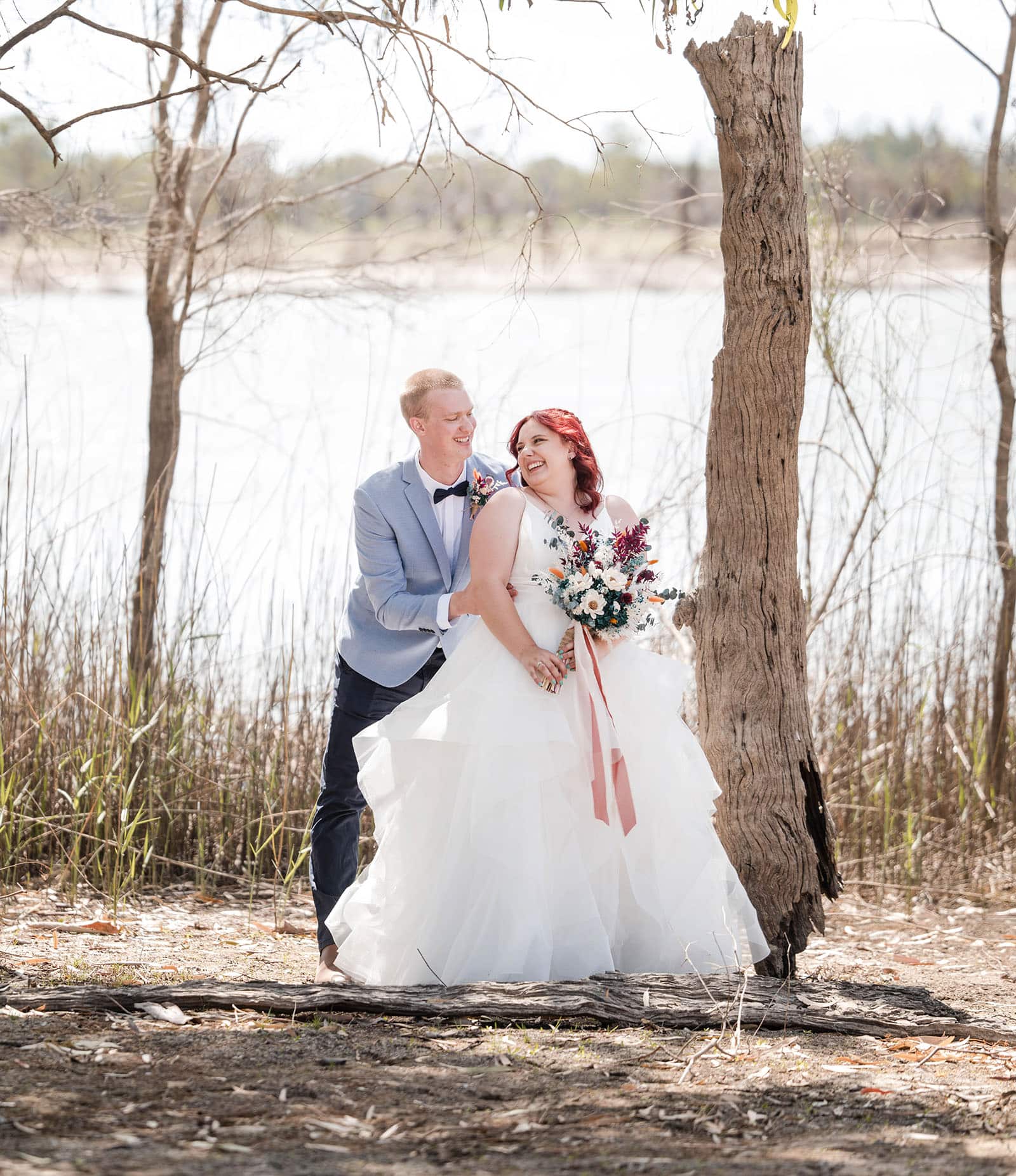 riverland wine centre wedding - lisa & mitch 183 Groom tickling bride