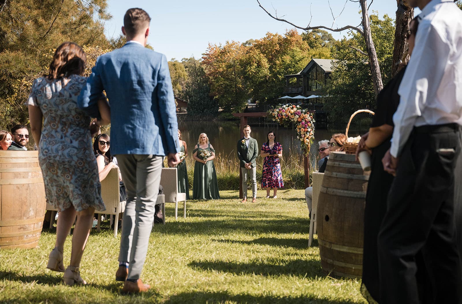 k1 winery wedding - mitch & nick 105 Groom watching his groom walking down aisle