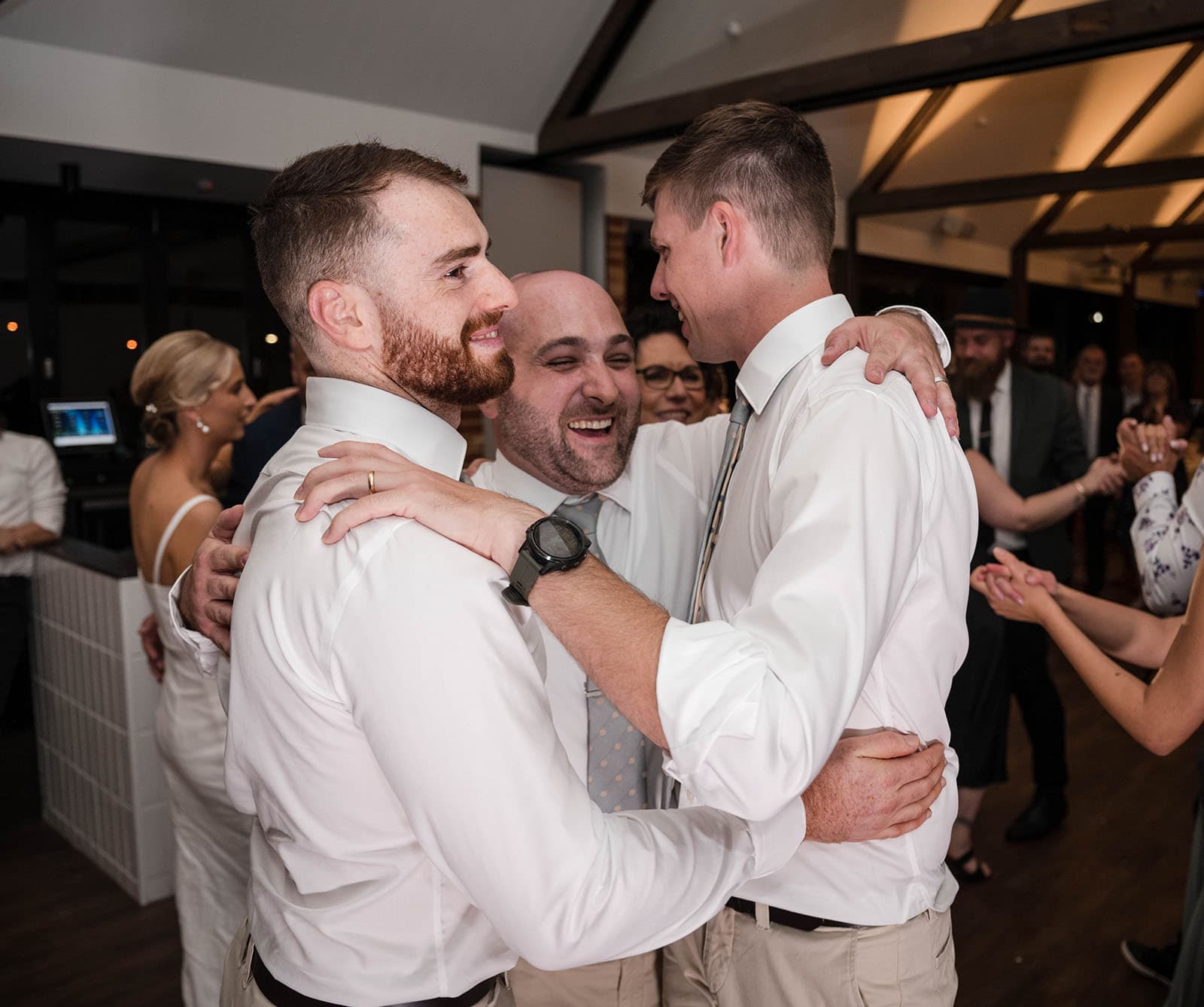 house on haines wedding - danieka & jack 73 groom with groomsmen on dancefloor