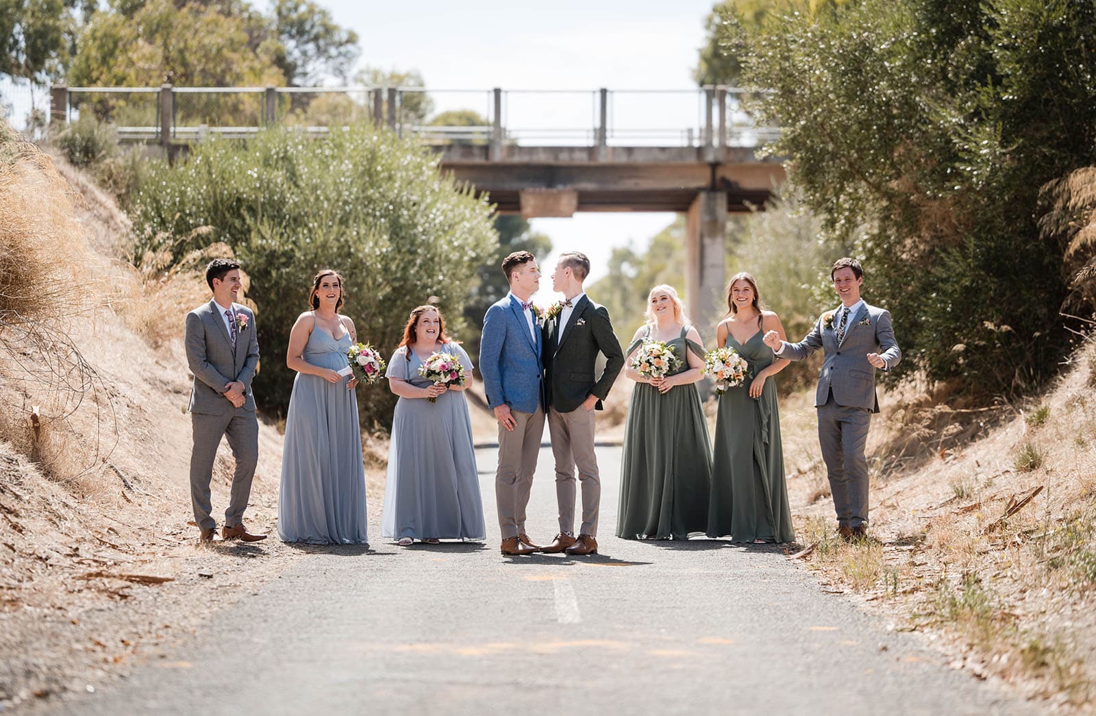 k1 winery wedding - mitch & nick 94 groom with wedding party