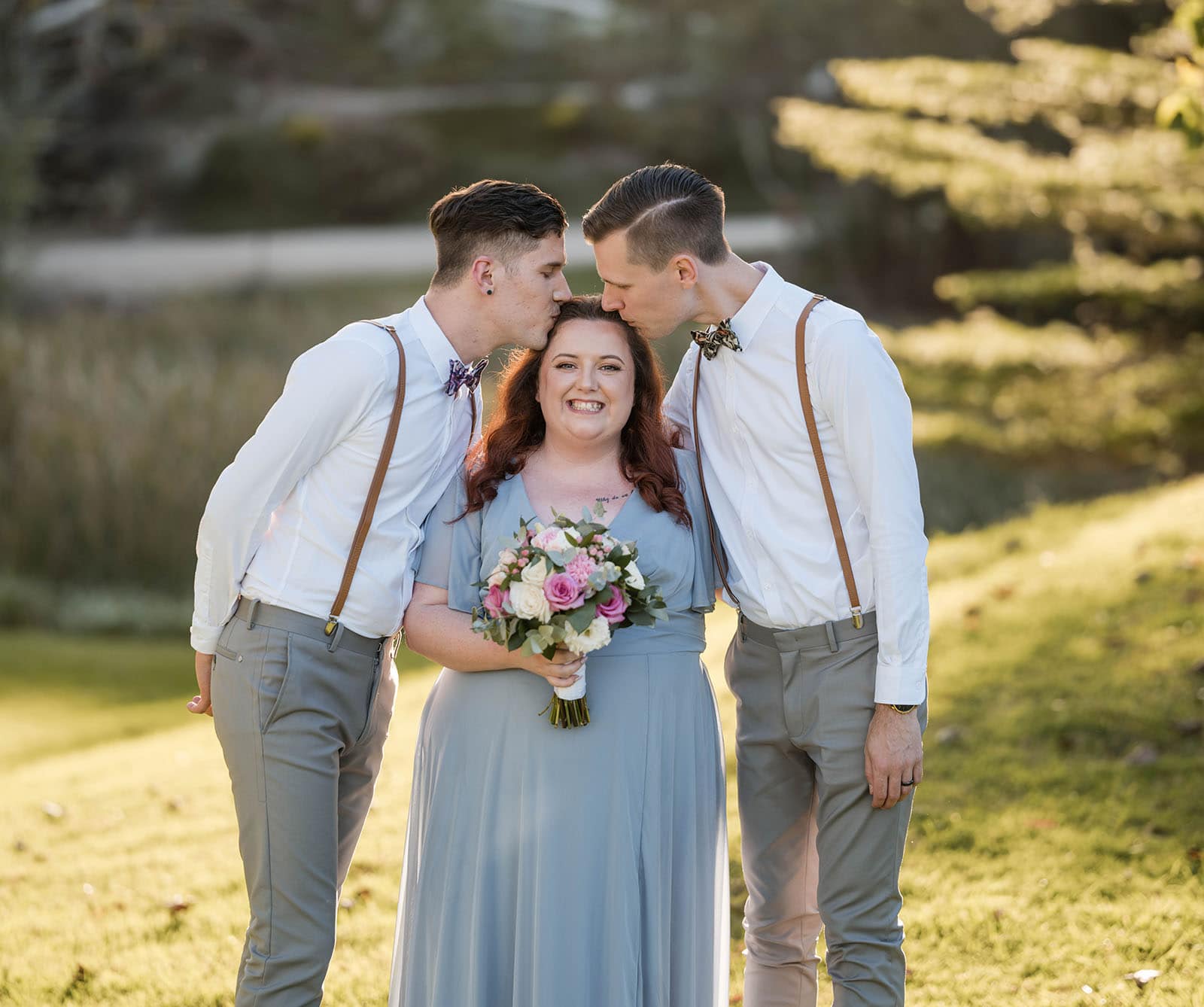 k1 winery wedding - mitch & nick 131 Grooms kissing maid