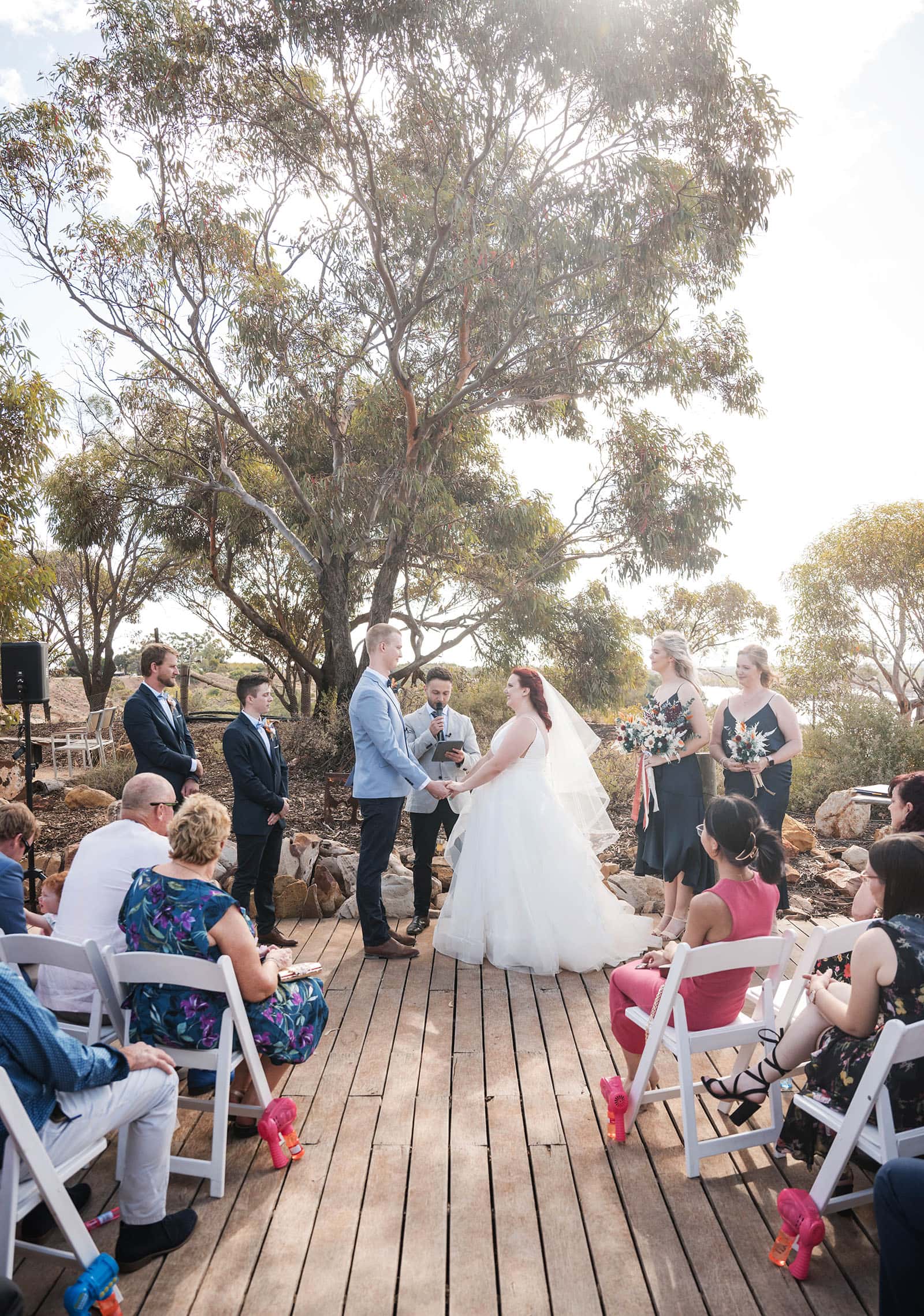 riverland wine centre wedding - lisa & mitch 192 Wedding ceremony under large gum tree