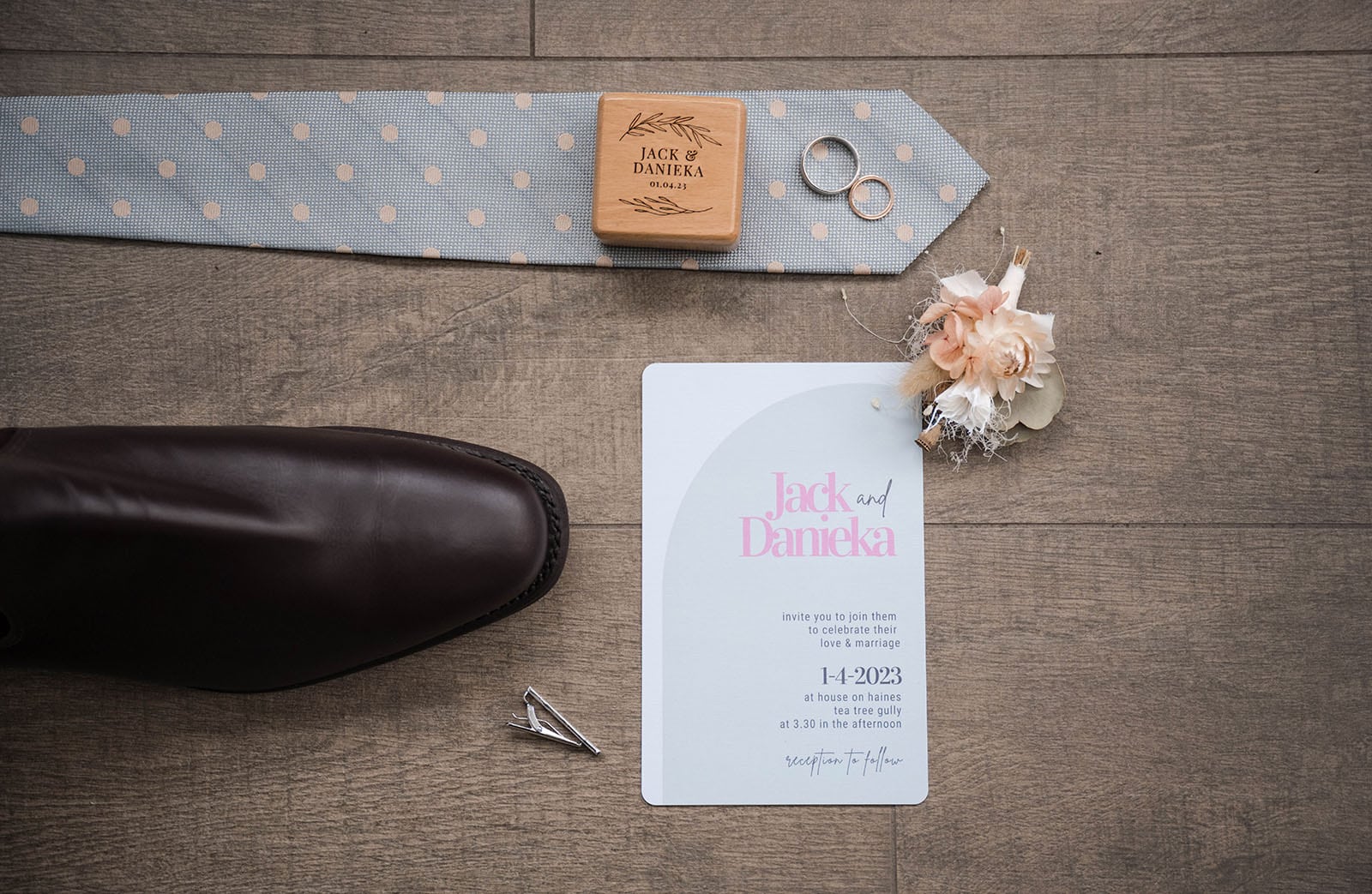house on haines wedding - danieka & jack 15 Wedding invite with tie