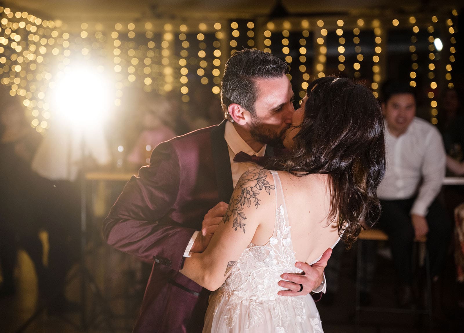 sneakys wedding - ash & michael 121 Bridal kiss on dancefloor
