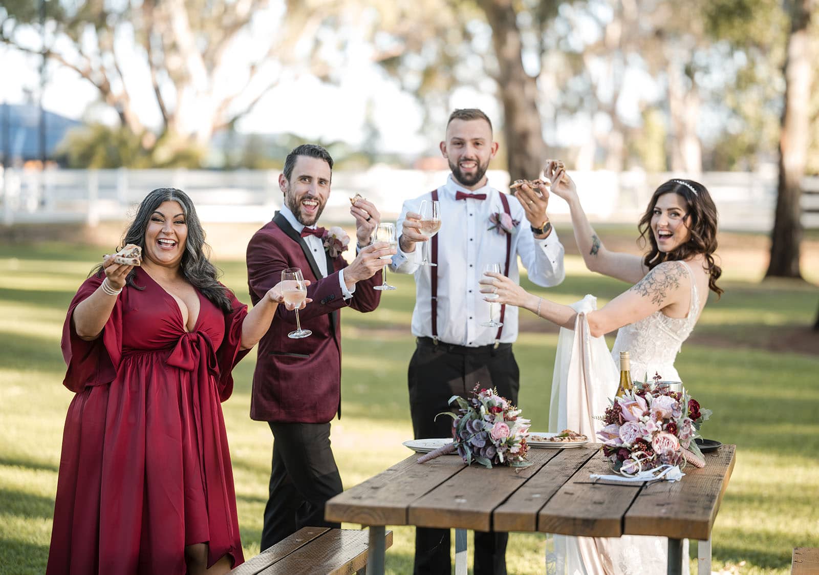 sneakys wedding - ash & michael 87 Bridal party enjoying a wine