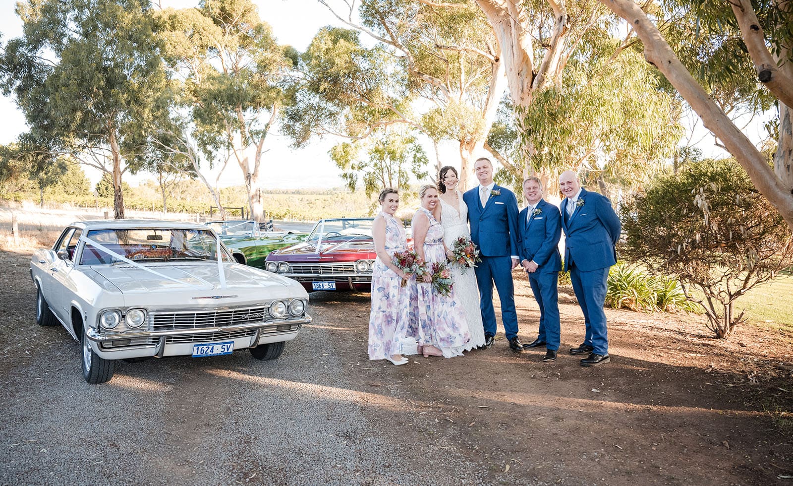 white hill estate wedding - catherine & sean 303 Bridal party with cars on drive