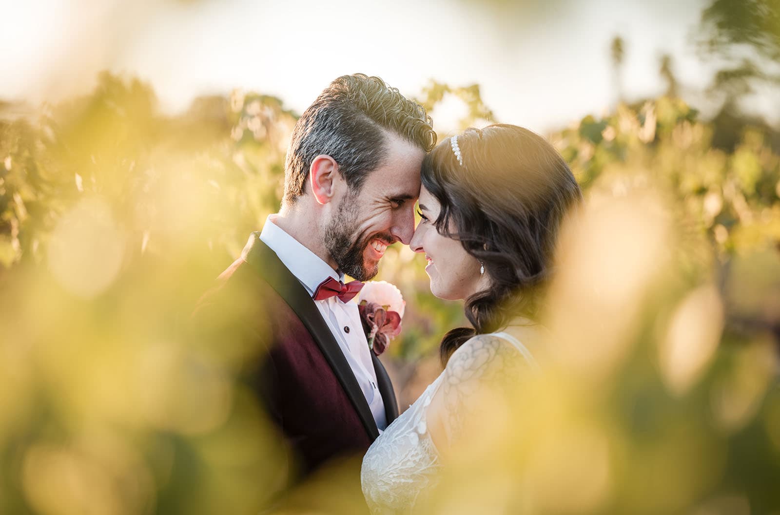 sneakys wedding - ash & michael 101 Bride and groom amongst the vines at Sneakys