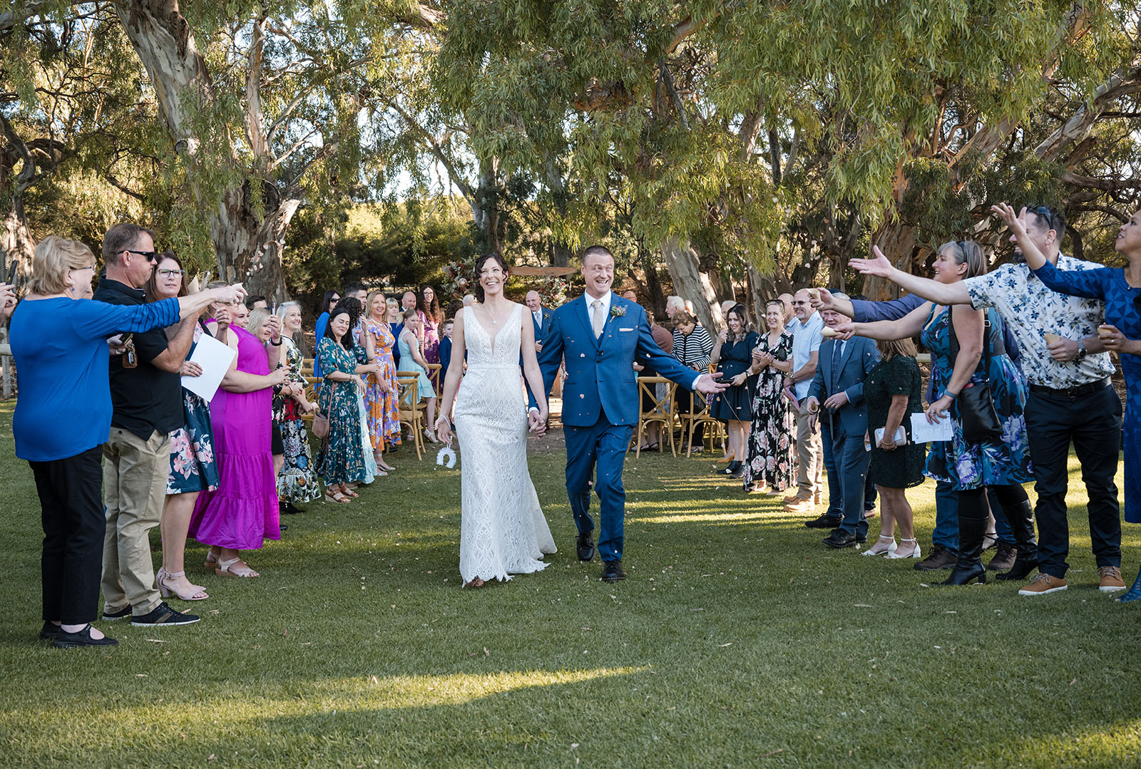 white hill estate wedding - catherine & sean 290 Bride and groom exit wedding ceremony at White Hill
