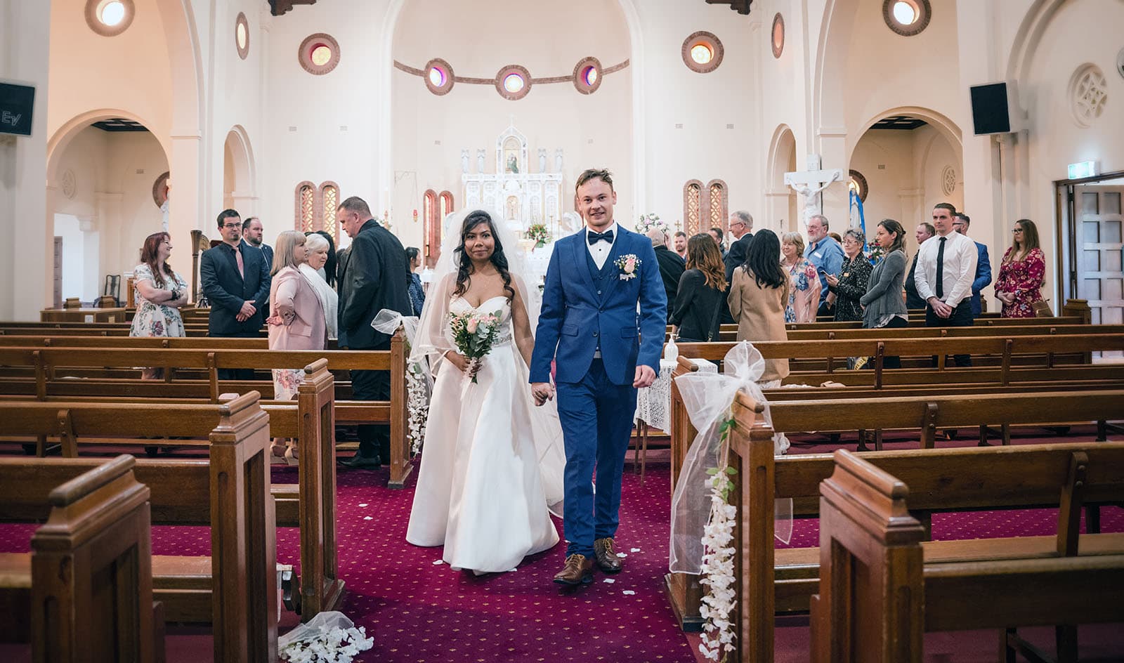 our lady of the rosary church wedding - lorraine & wayne 170 Bride and groom exiting church