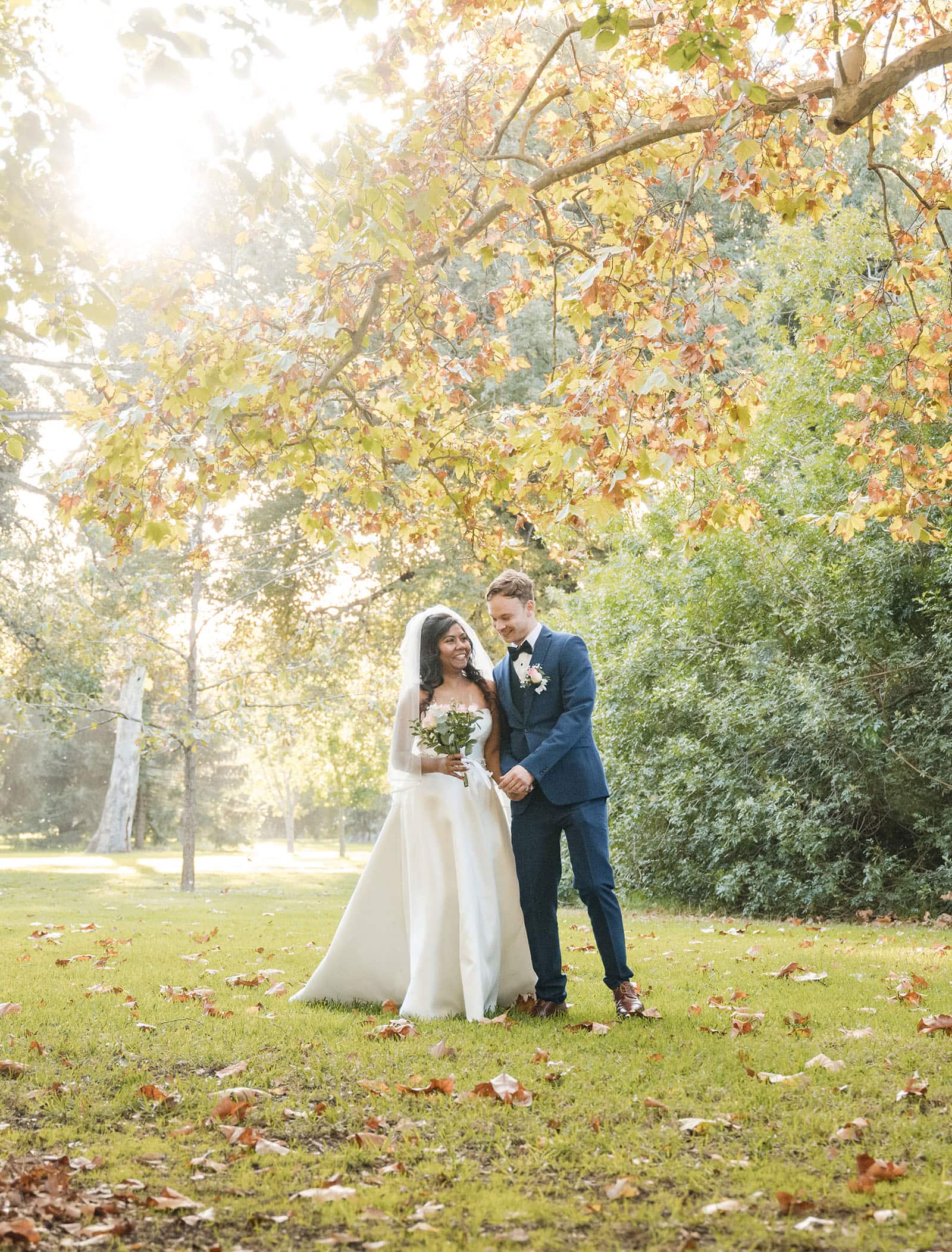 our lady of the rosary church wedding - lorraine & wayne 176 Bride and groom under autumnal colours