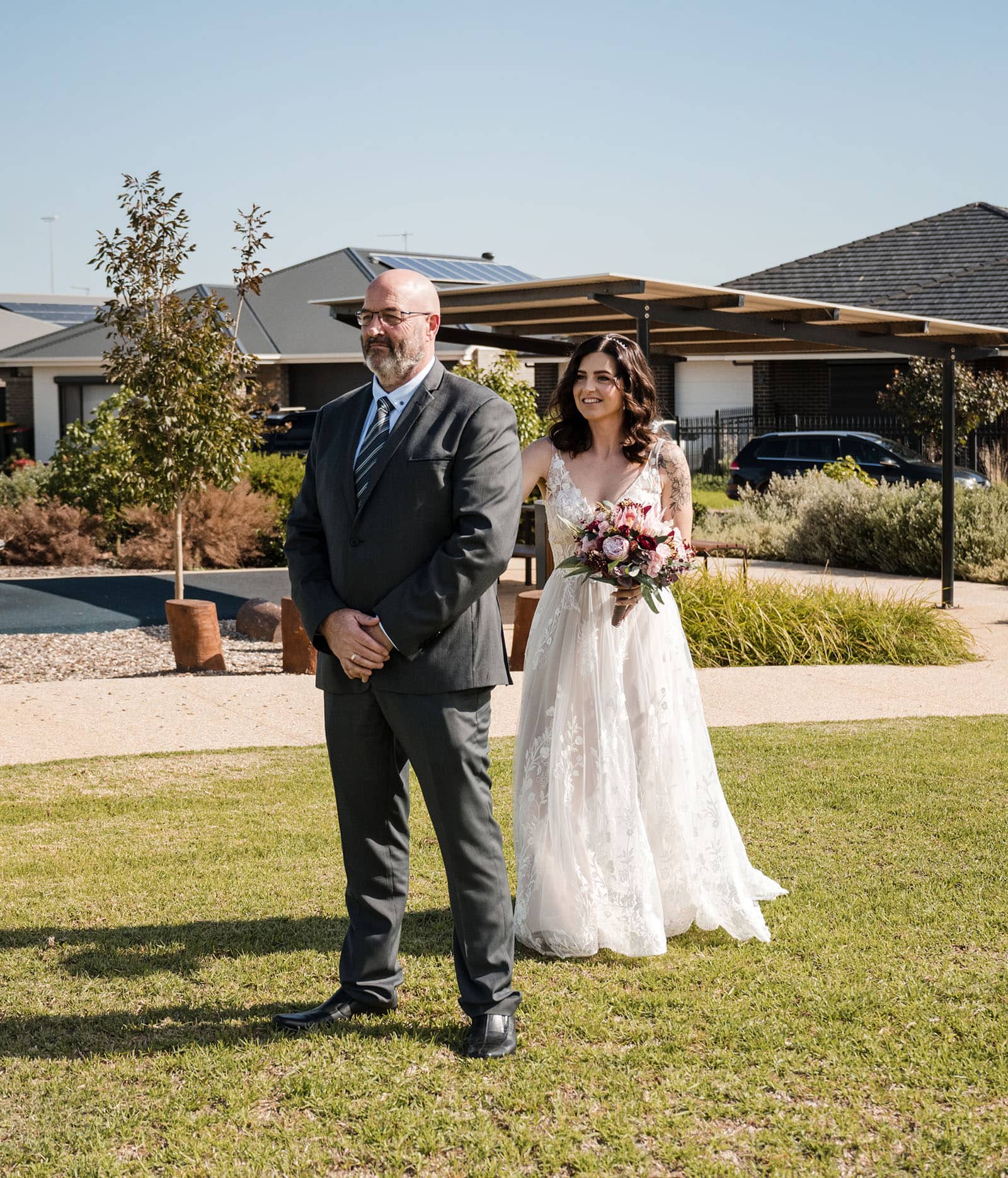 sneakys wedding - ash & michael 70 Bride approaching Dad for first look