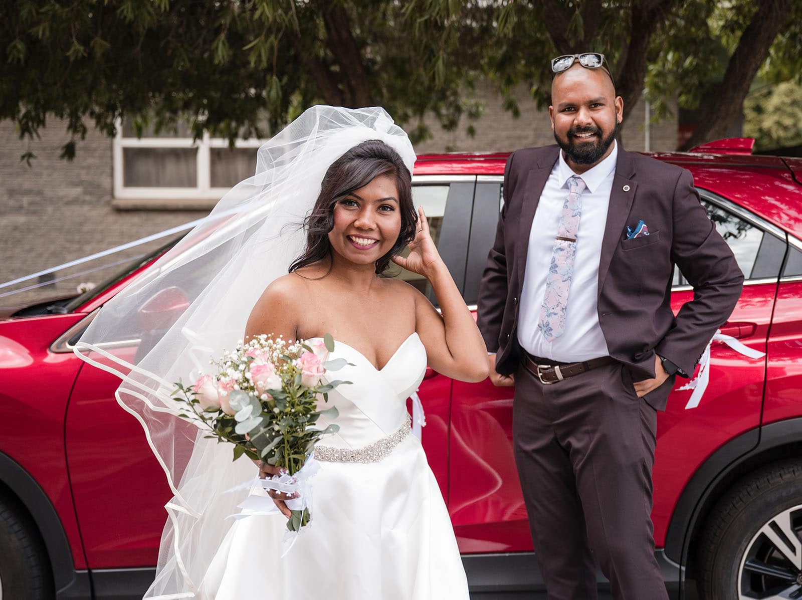 our lady of the rosary church wedding - lorraine & wayne 154 Bride arriving from red car