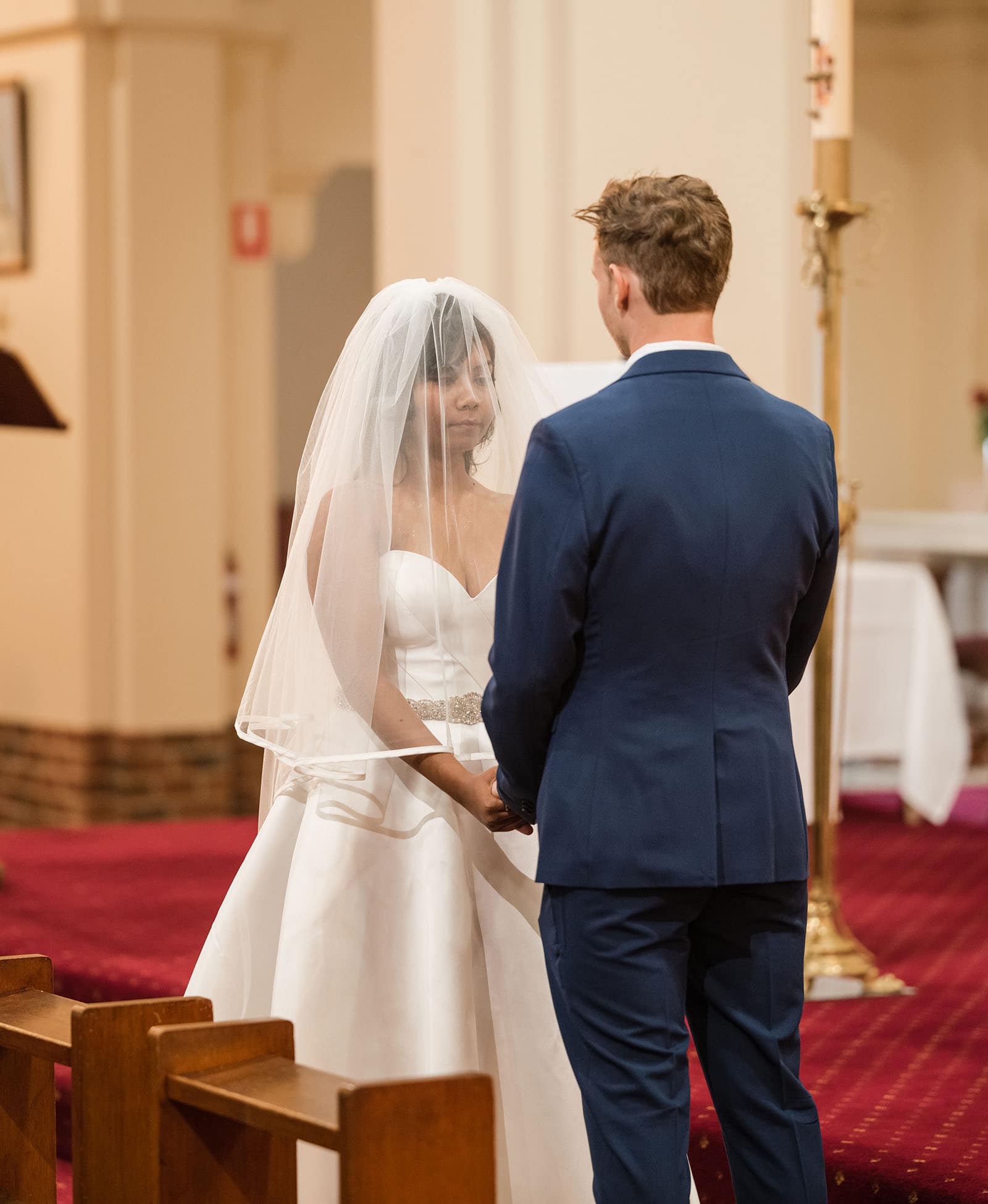 our lady of the rosary church wedding - lorraine & wayne 157 Bride with veil on