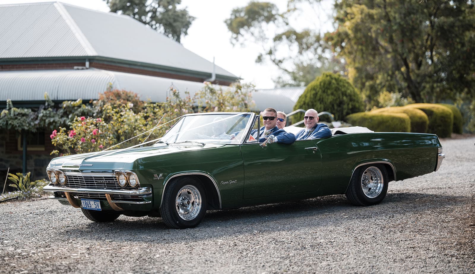 white hill estate wedding - catherine & sean 273 Groom arriving in green car